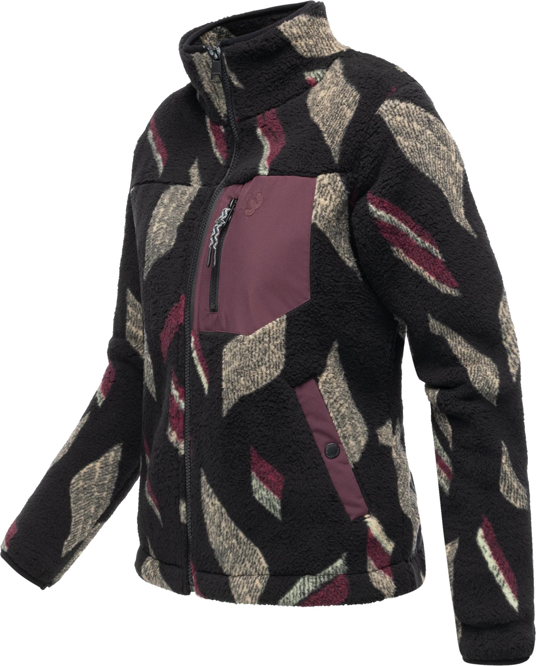 Ragwear Plüschjacke »Alaris« ohne Kapuze Kuschelige Fleecejacke mit Brusttasche