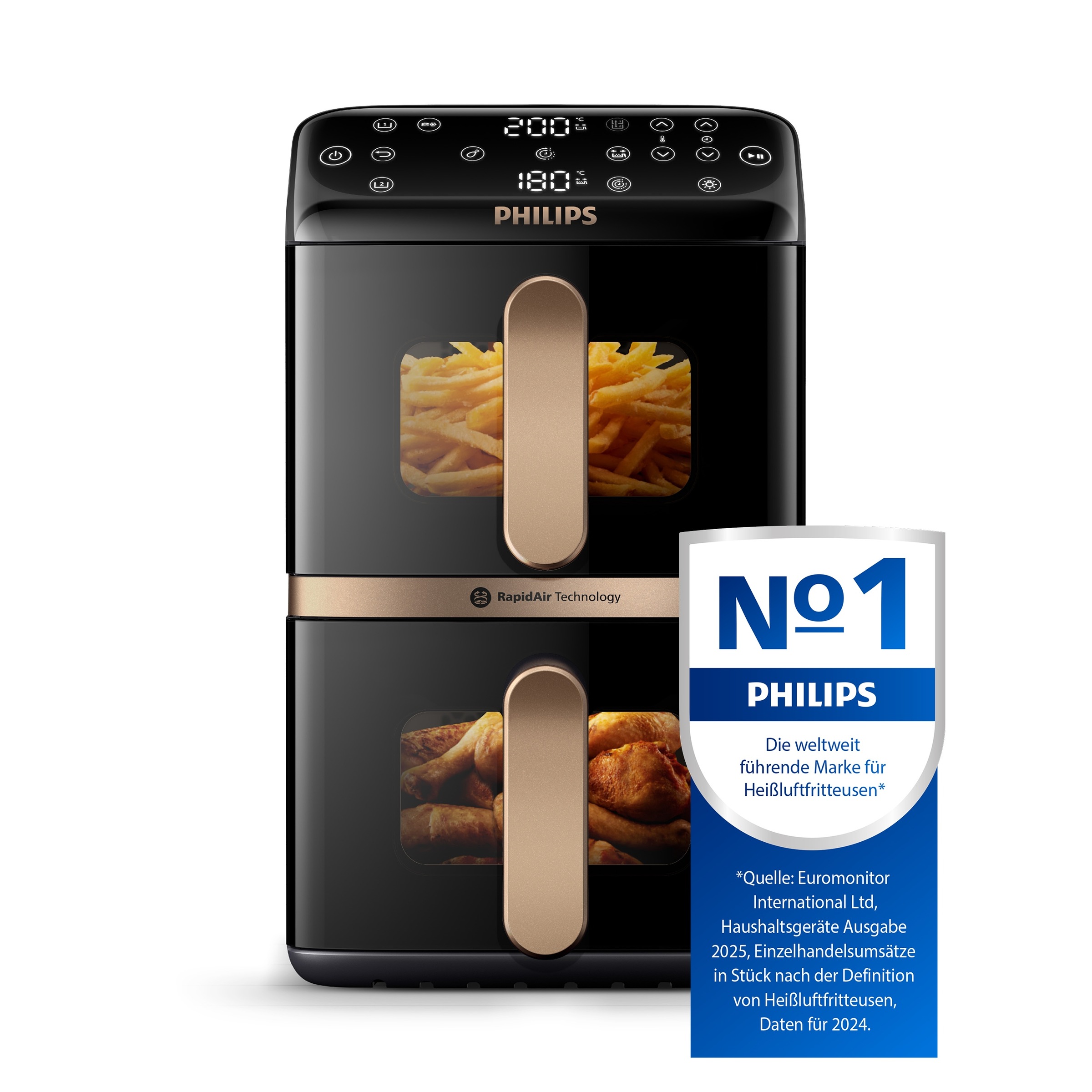 Philips Heißluftfritteuse "NA462/70 4000 Series Stacked Dual Basket und 10L günstig online kaufen