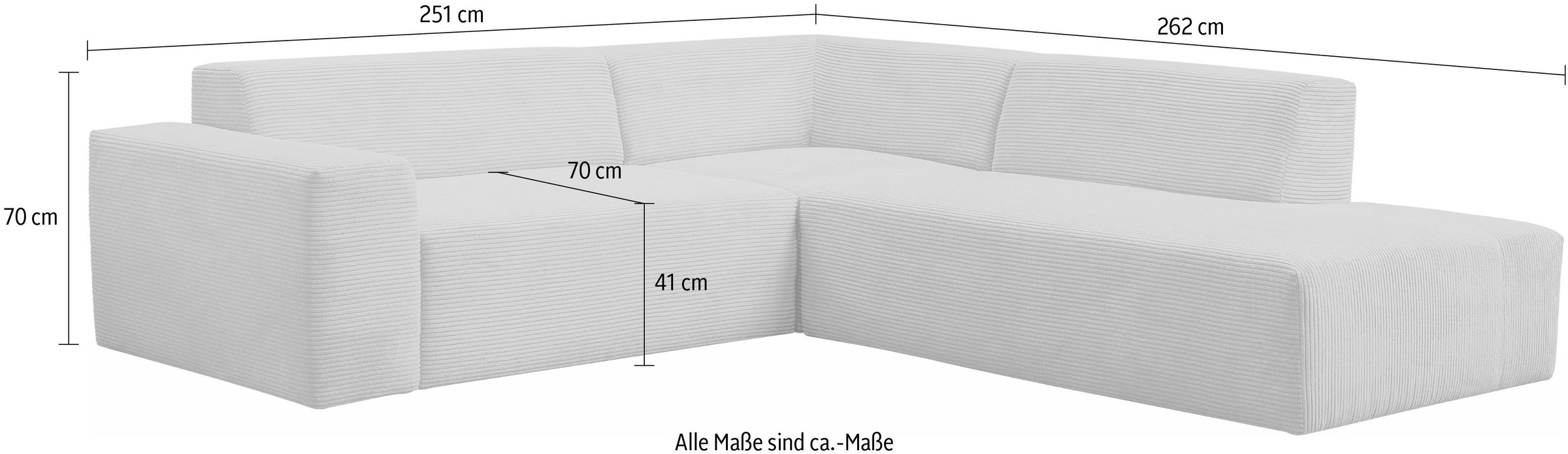 WERK2 Ecksofa »Zeus-M, tolles Sofa mit schönen Details, L-Form«, Curvy Trend Garnitur, urbane Optik, komfortable Wellenunterfederung