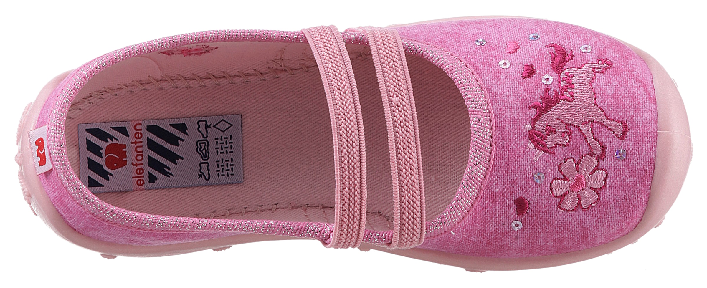 ELEFANTEN Hausschuh »Pretty Puki«, Ballerina, Schlupfschuh, Kindergarten Schuh mit Glitzer und Stickerei