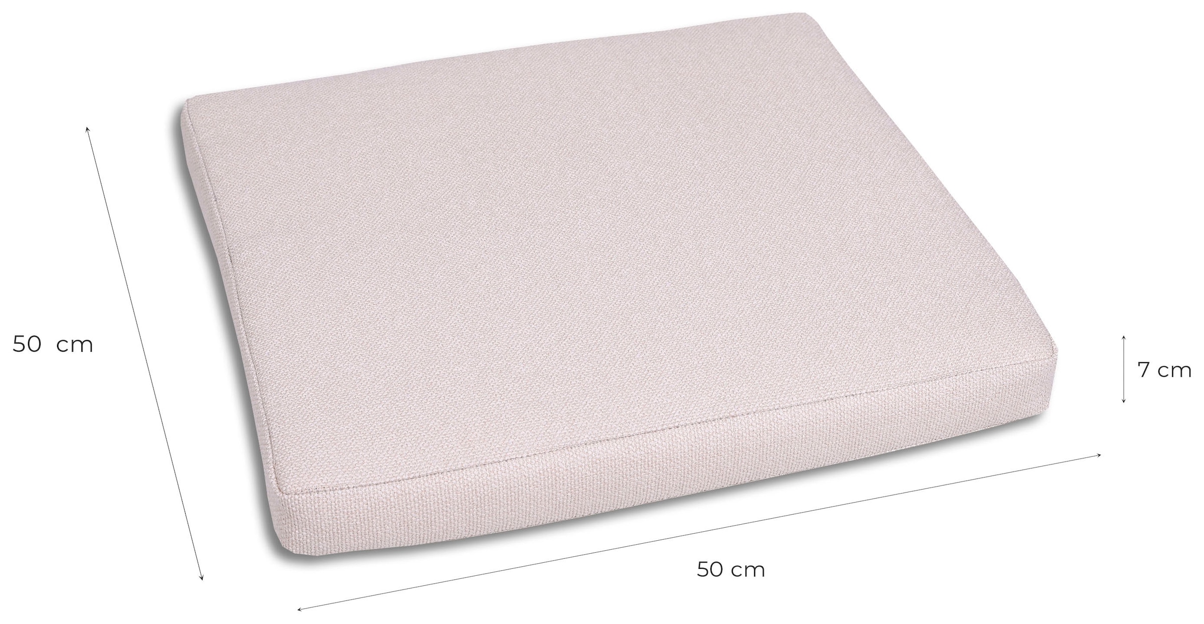 GO-DE Hockerauflage Uni Bouclé natur - Maße BxLxH ca.: 50 cm x 50 cm x 7 cm