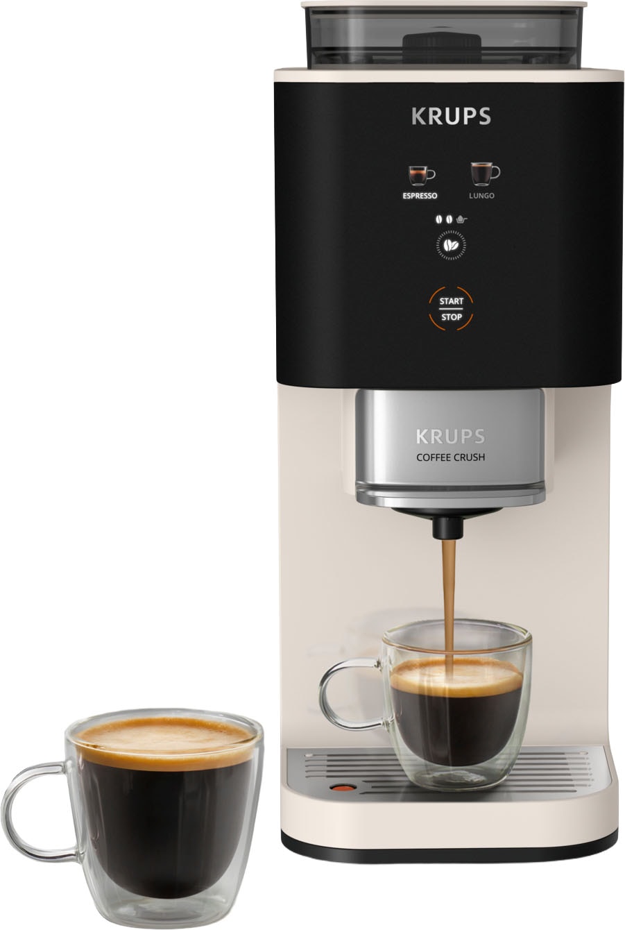 Krups Kaffeevollautomat "Coffee Crush SA4001 für Espresso & Lungo, platzsparend mit 15 cm Breite" frisch gemahlene Bohnen oder vor-gemahlen, einfache Reinigung