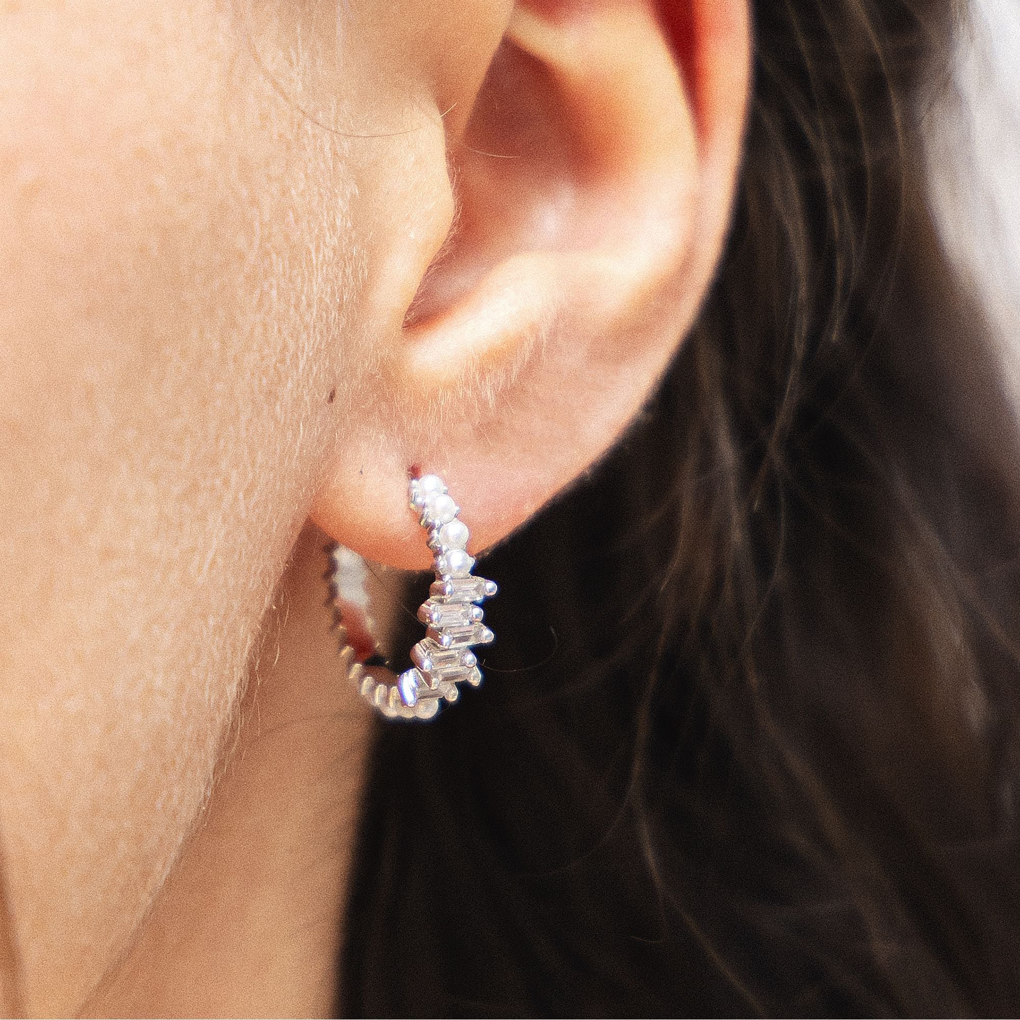 dKeniz Paar Creolen »925-Sterling Silber rhodiniert Glänzend 1,8 cm Zirkonia weiß«