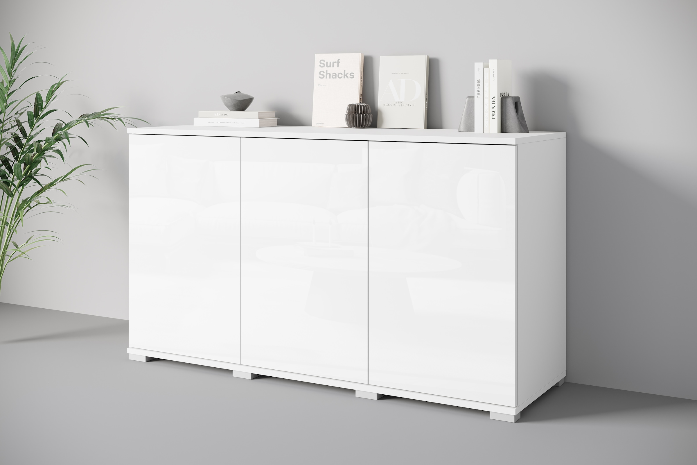 INOSIGN Sideboard »Kenia, moderne grifflose Kommode mit 3 Türen, Breite 120 cm«, (1 St.), Push-to-Open-Fronten, höhenverstellbaren Einlegeböden