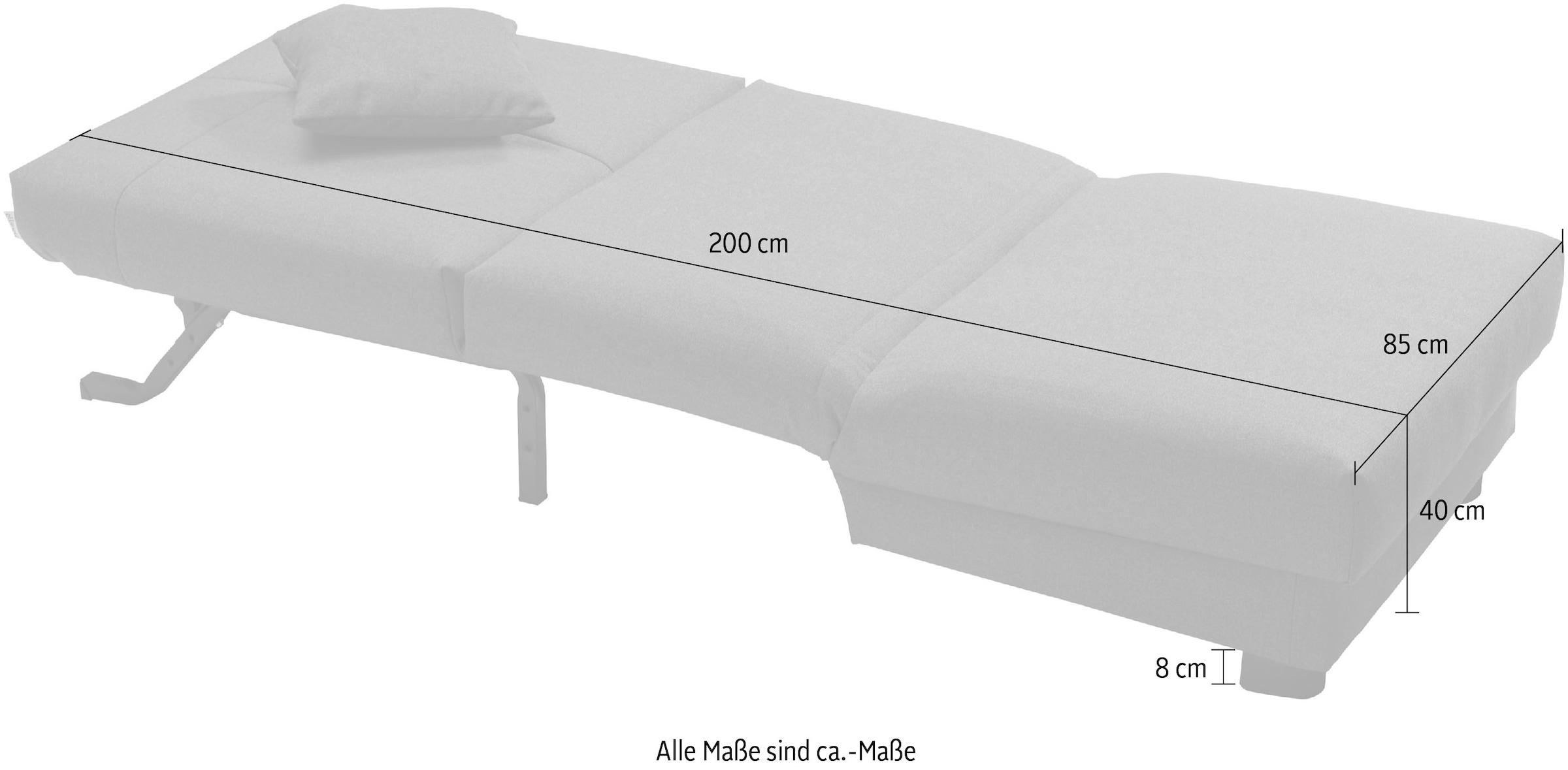 ell + ell Schlafsofa »Enny«, Liegefläche Breite 80 cm, Liegehöhe 40 cm, Füße schwarz, Rückenlehne