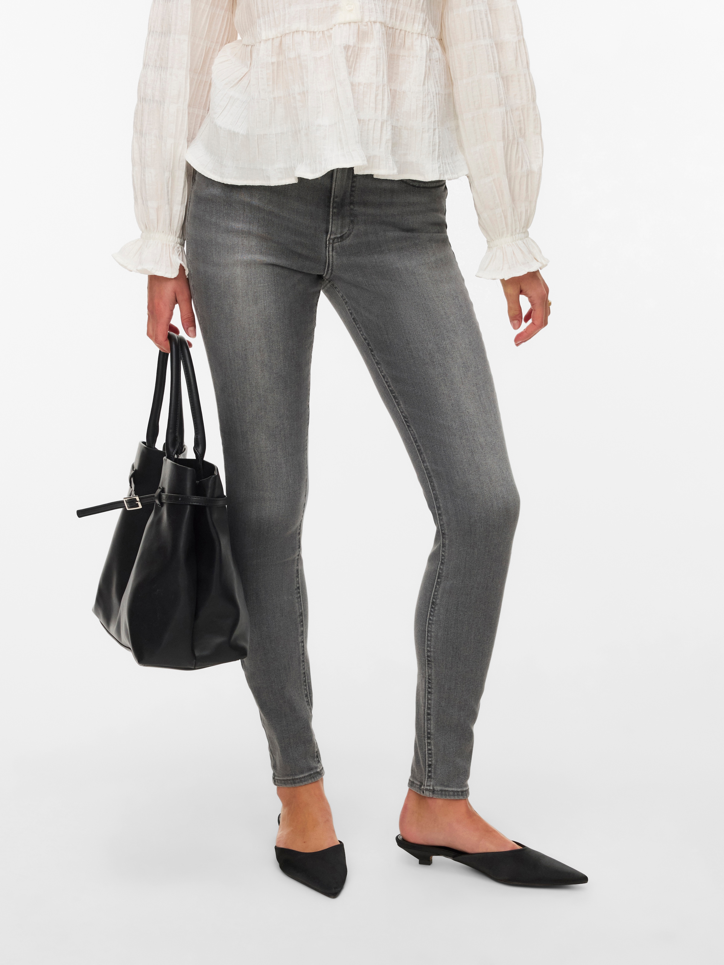 Vero Moda Skinny-fit-Jeans "VMPOLLY MR SKINNY JEANS RA223 NOOS" Baumwollmischung, skinny fit