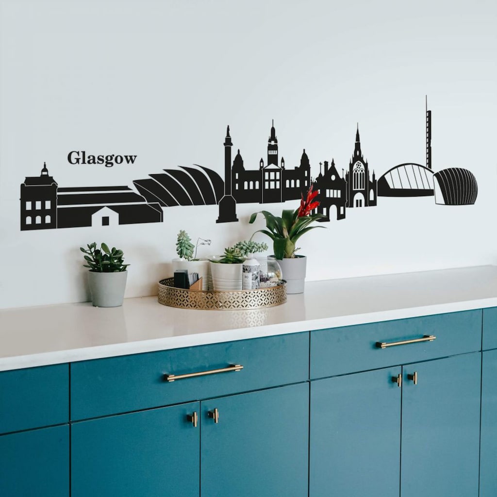 Wall-Art Wandtattoo »XXL Stadt Skyline Glasgow 120cm«, (1 St.)