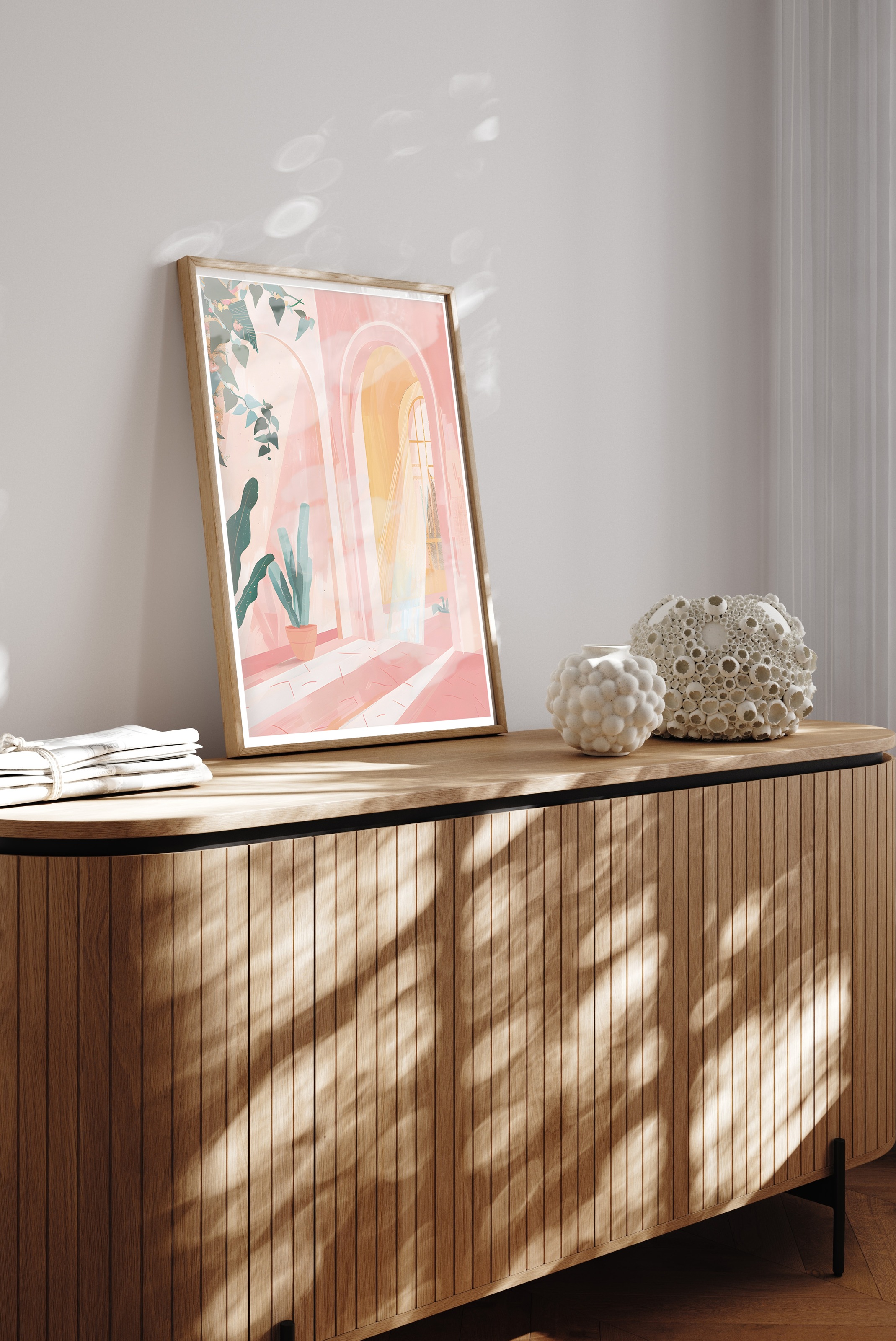 Thumbnail - queence Bild mit Rahmen "Warme Sonnenstrahlen" Blätter  Blätterbilder  Fenster & Türen  Gemälde  Kunst 1 Stk. tlg. Kunst...