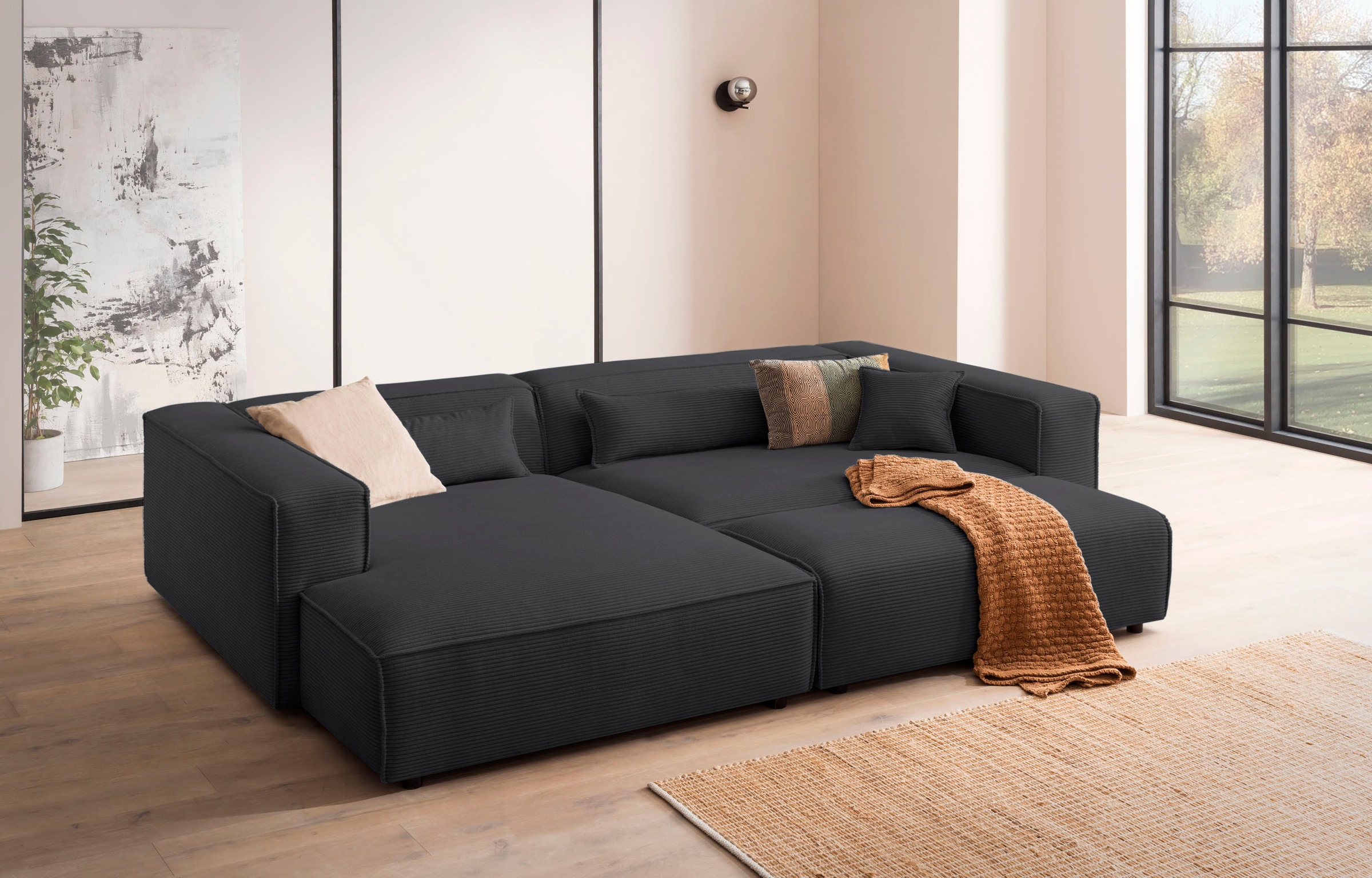 LeGer Home by Lena Gercke Ecksofa "PIARA XXL, L-Form, Schlaffunktion, Cord, günstig online kaufen