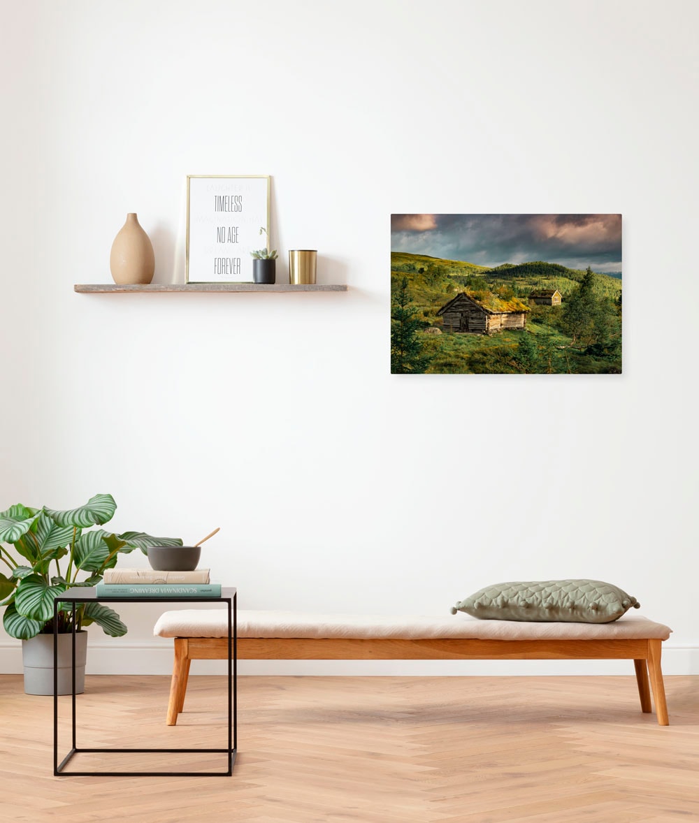 Komar Leinwandbild "Rustic Charme - Größe 60 x 40 cm" Baum  Berge  Blätter günstig online kaufen
