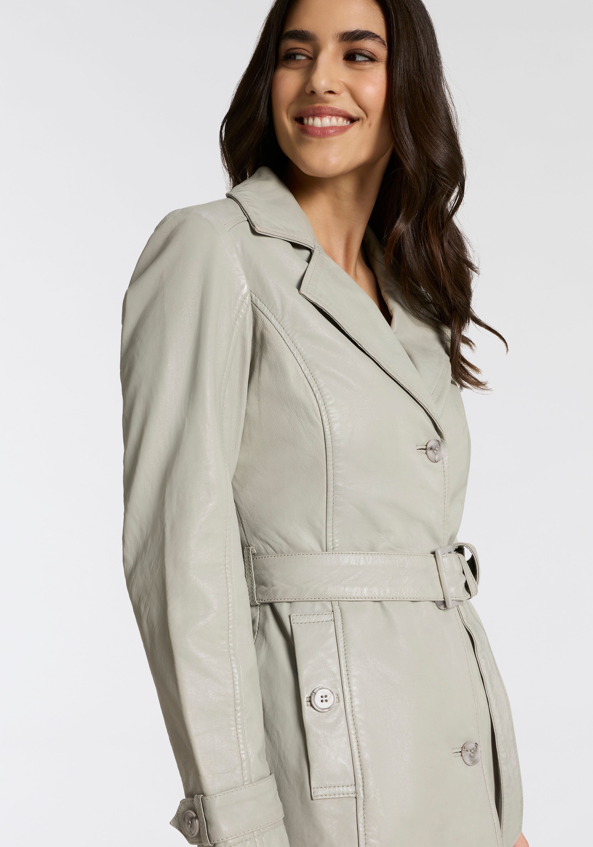 Mauritius Trenchcoat »MWLeoniz« aus Echtleder, mit Taillengürtel