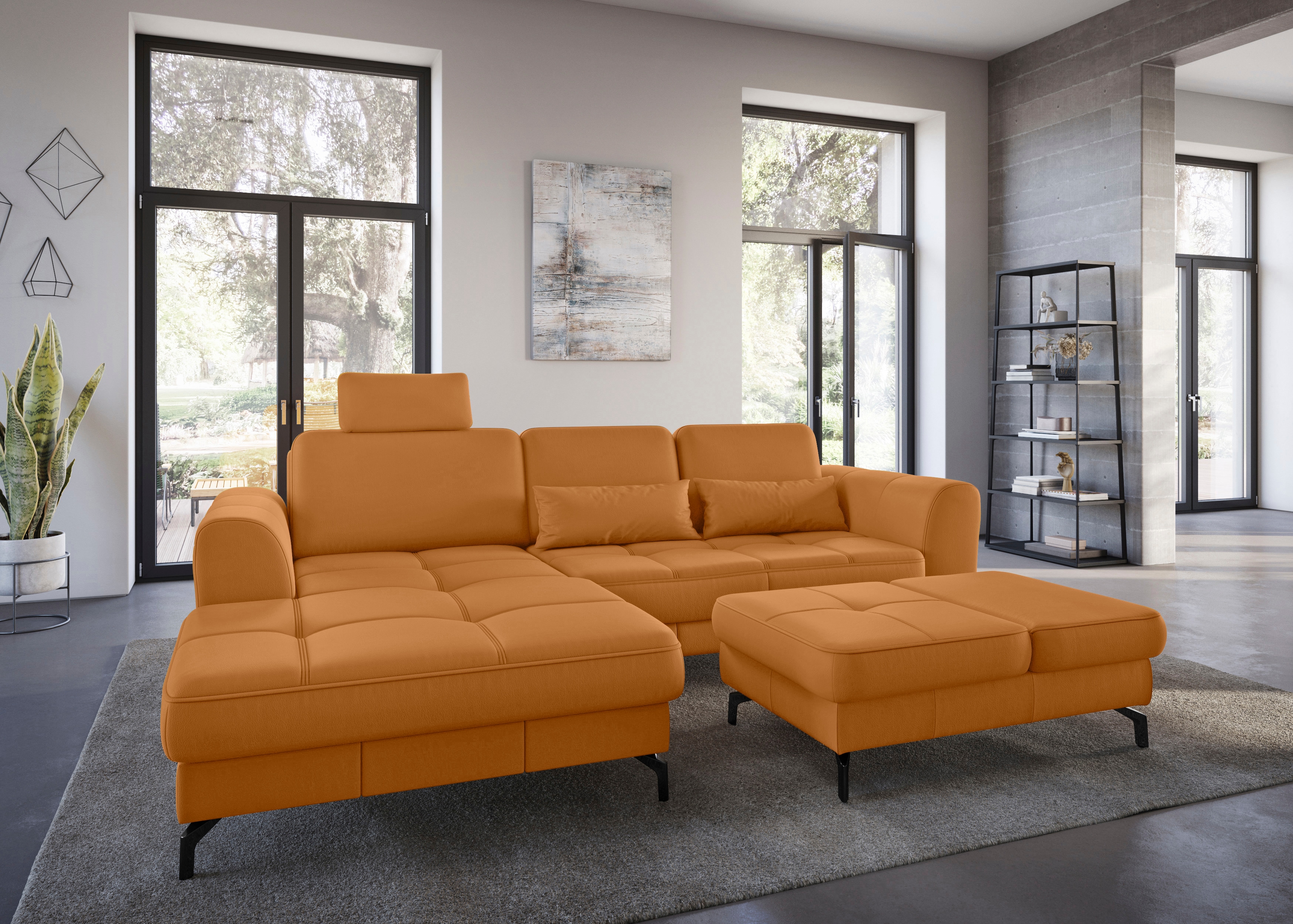 sit&more Ecksofa "Bendigo L-Form" inklusive Sitztiefenverstellung, Bodenfreiheit 12 cm, in 2 Fußfarben