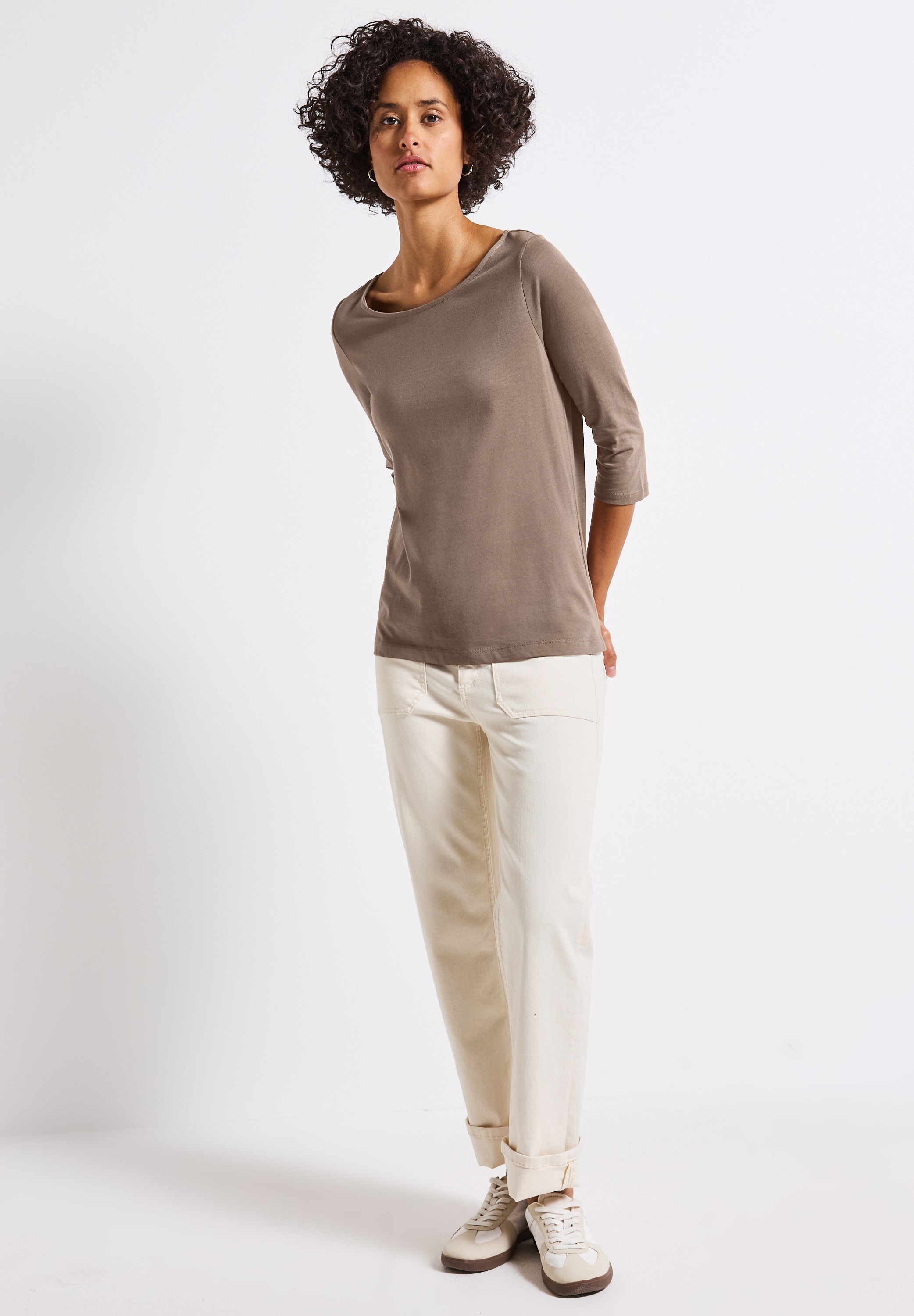 STREET ONE Langarmshirt, aus Baumwolle mit Stretchante