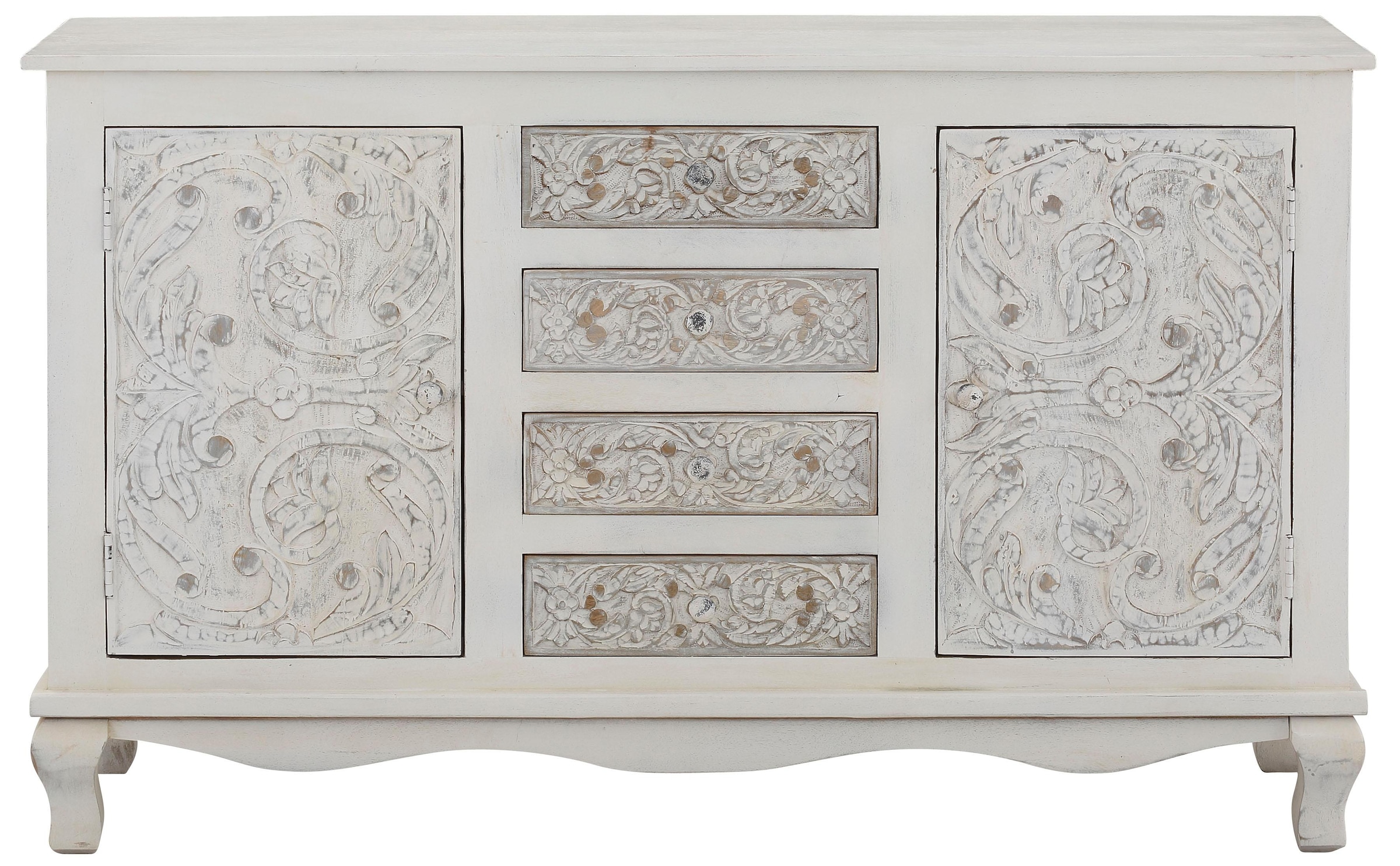 Home affaire Sideboard »Rajat«, Kommode aus Mangoholz mit Türfrontfräsungen, Breite 140 cm