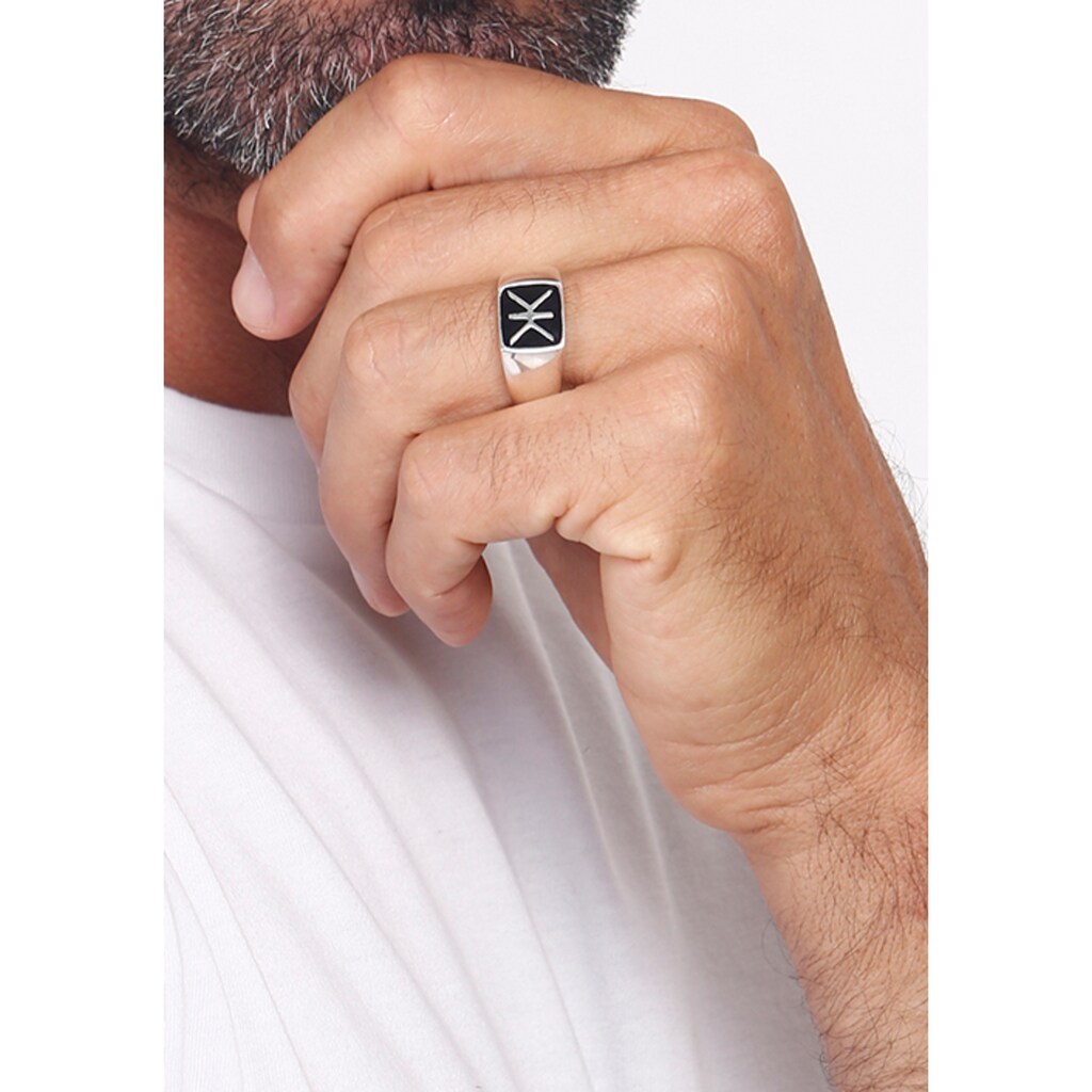 Kuzzoi Silberring »Ring Siegelring Emaille Logo Basic, 0601860719, 0602521521«