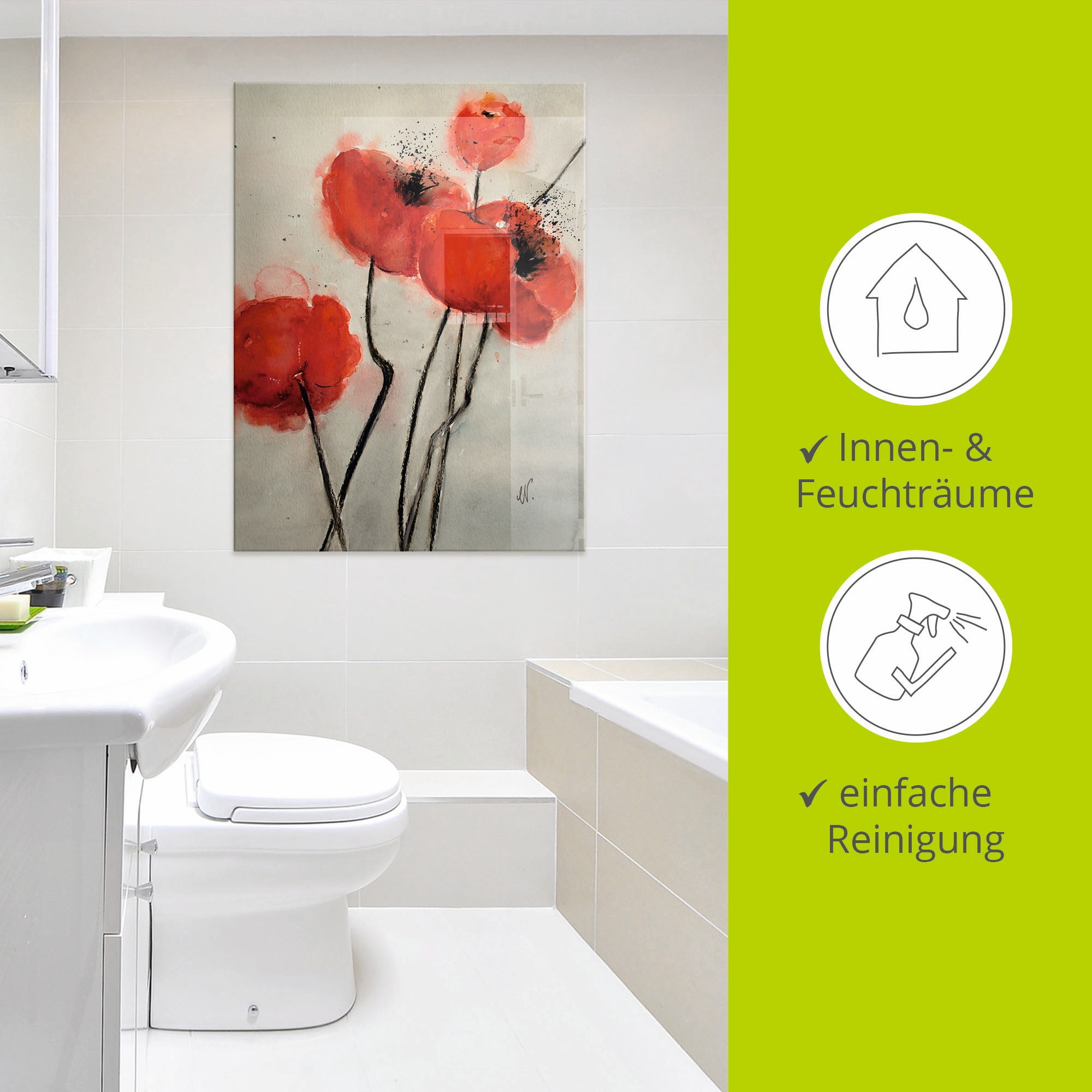 Artland Glasbild »Roter Mohn«, Blumen, (1 St.), in verschiedenen Größen