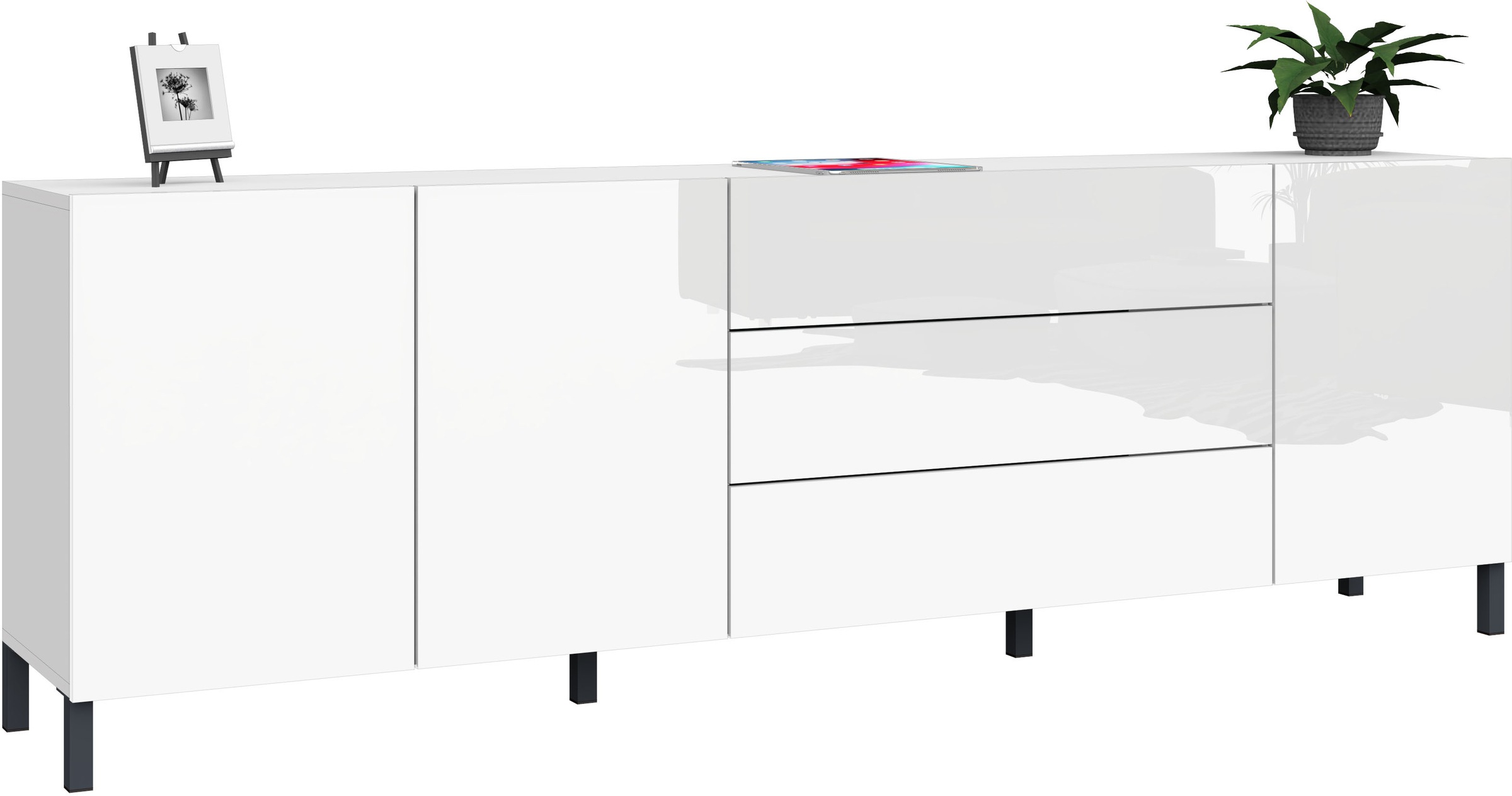 borchardt Möbel Sideboard, Metallfüße, grifflose Optik