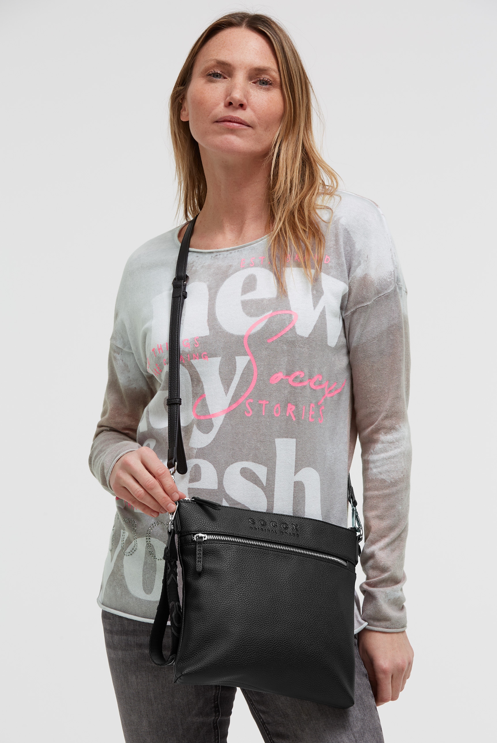 SOCCX Umhängetasche mit großem RV-Außenfach günstig online kaufen