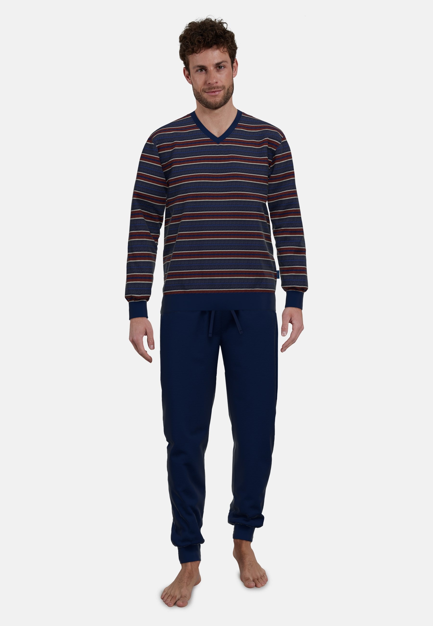 Thumbnail - GÖTZBURG Pyjama "Zartbitter", (2 tlg.), V-Ausschnitt, Langarm, elastische Bündchen