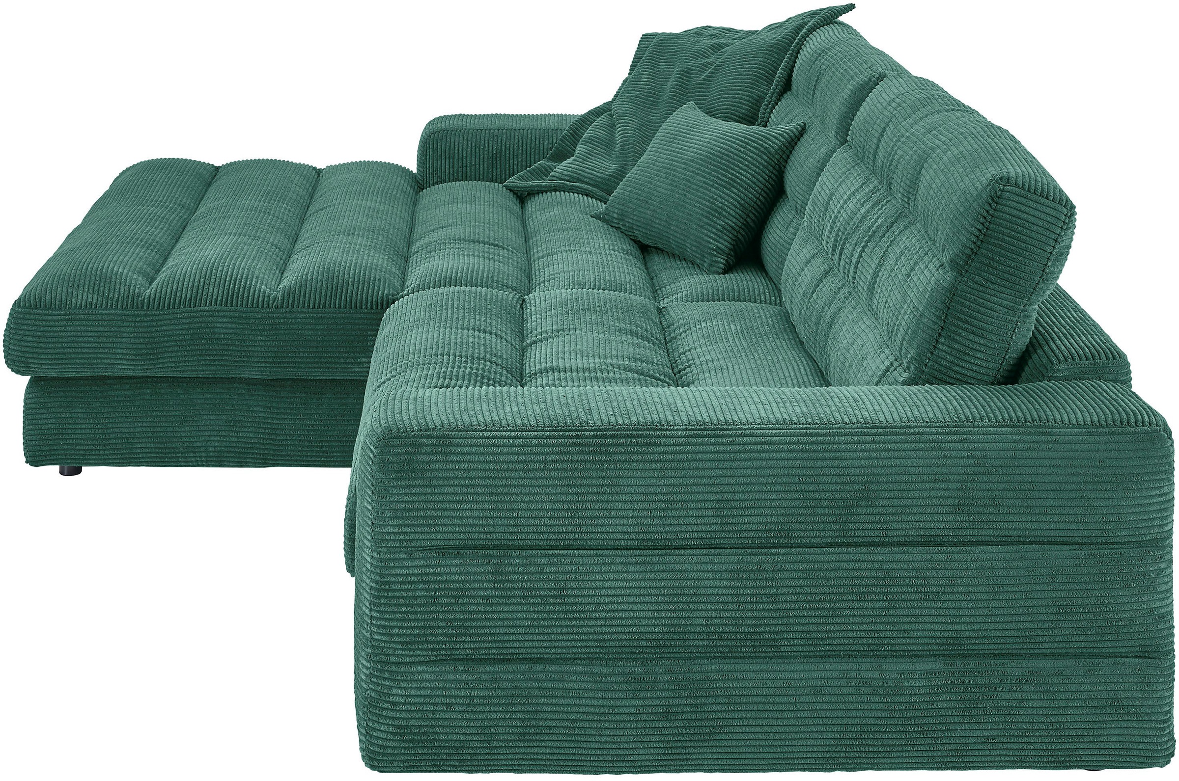 3C Candy Ecksofa »Stripes Mega-Sofa, bequem und komfortabel, L-Form«, Lose Rückenkissen, mit feiner Quersteppung, Cord-Bezug