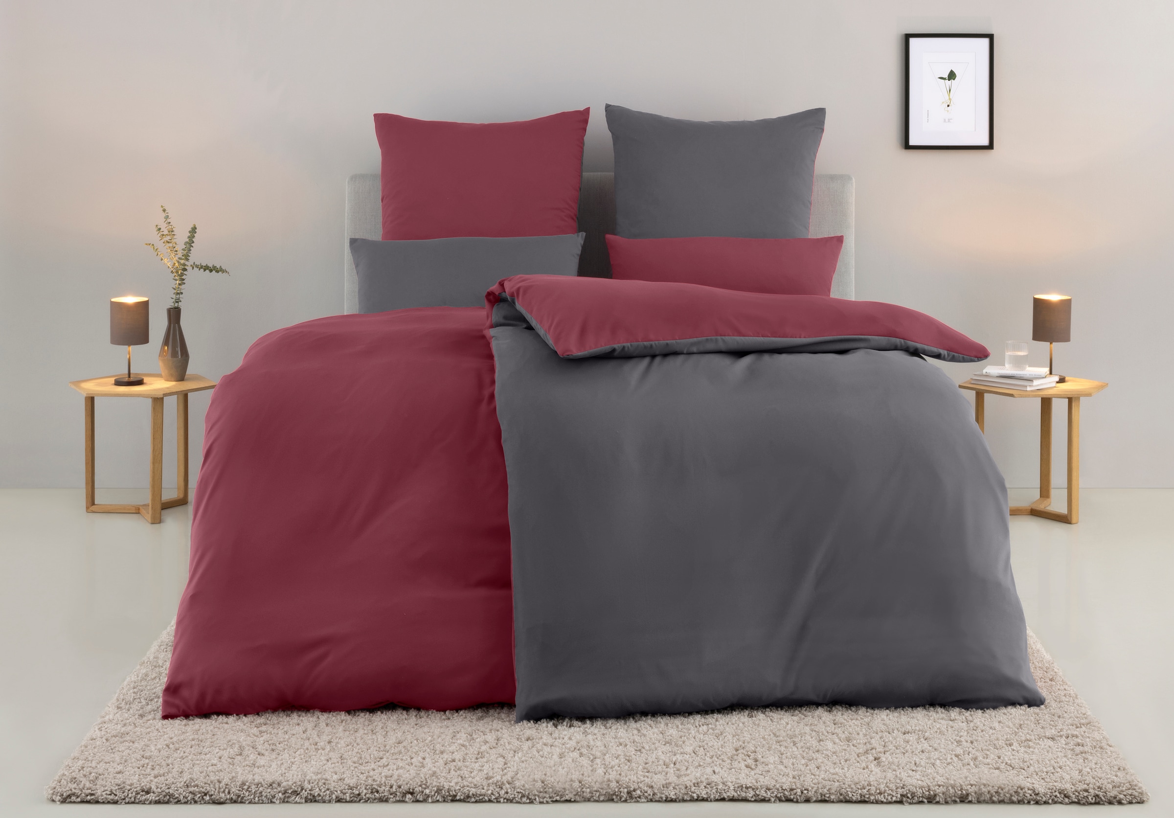 my home Bettwäsche "Desner2" 2 Stk. tlg. Premium Qualität, sehr weich, uni, günstig online kaufen