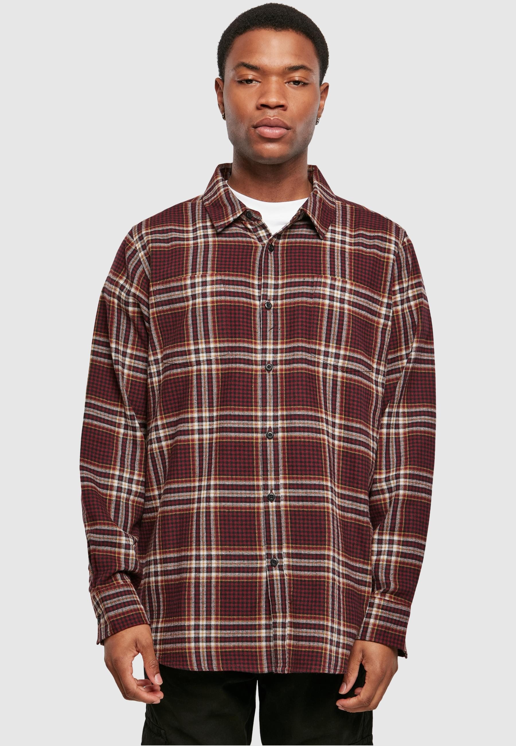 URBAN CLASSICS Langarm-Poloshirt »Urban Classics Herren Checked Campus Shirt«, (1 tlg.)