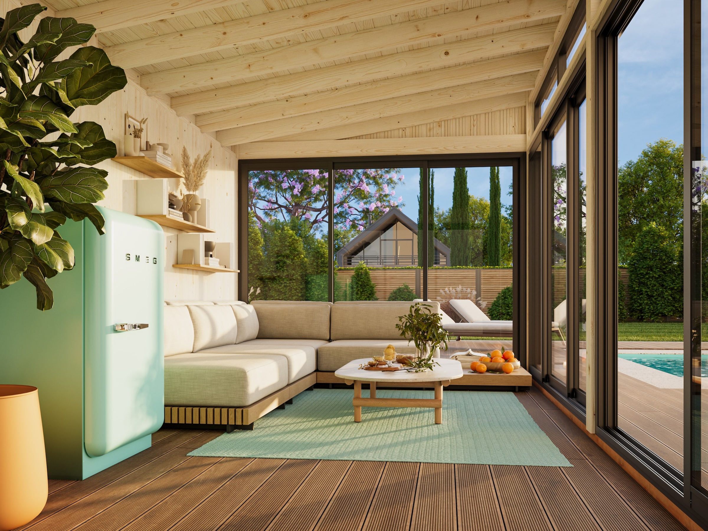 Palmako Holzpavillon »Saga 16,2 m² Slide« BxTxH: 592x307x273 cm