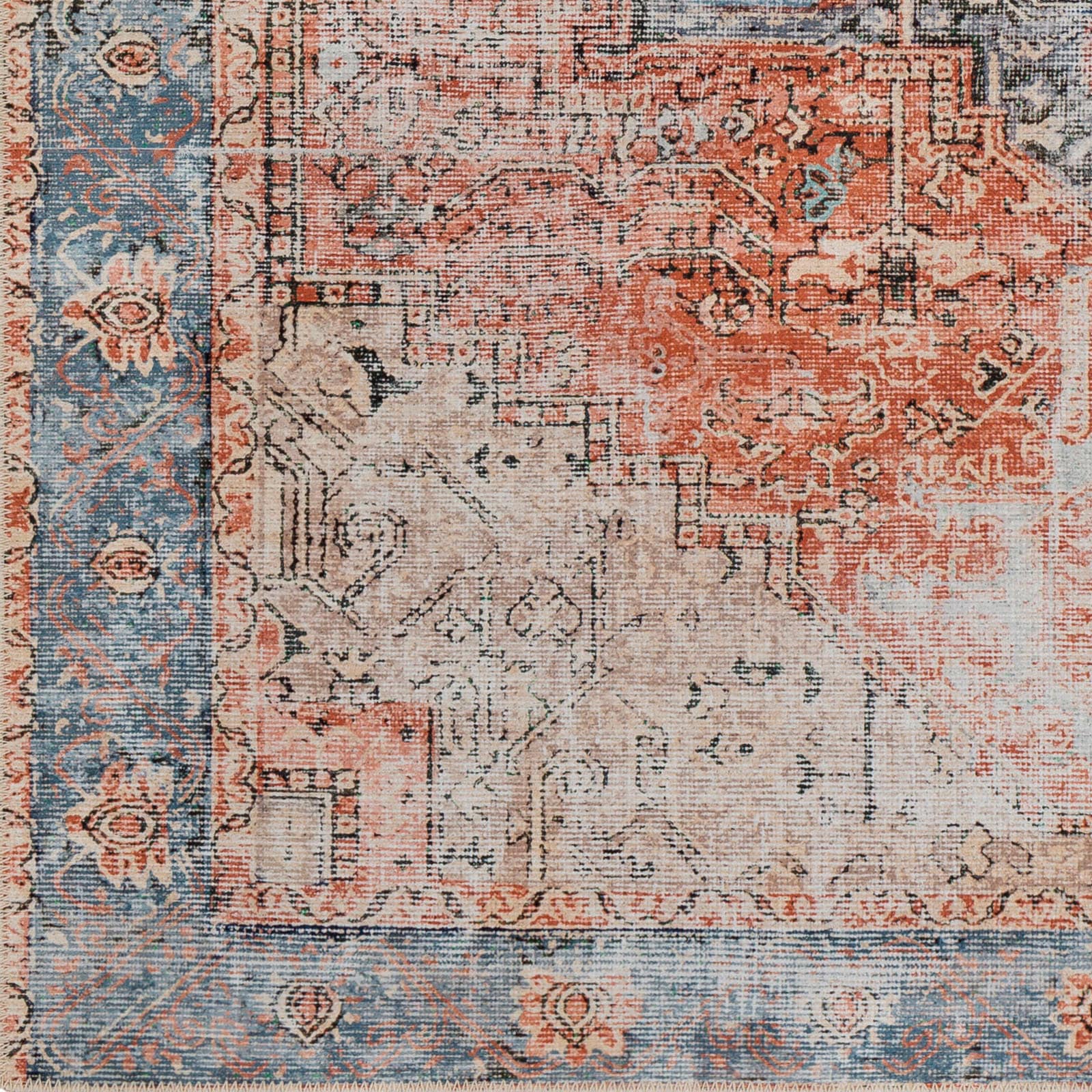 Livabliss Teppich »RODAS«, rechteckig, 2 mm Höhe, Maschinenwaschbar, Vintage Kurzflor Wohnzimmerteppich, Schlafzimmer
