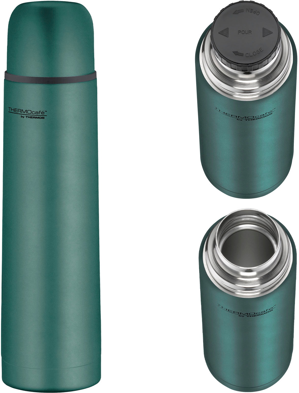 THERMOcafé Isolierflasche »TC EVERYDAY, Edelstahlkörper, spülmaschinenfest«, (1 tlg.), mit Twist & Pour Lid und Trinkbecher (nicht isoliert)