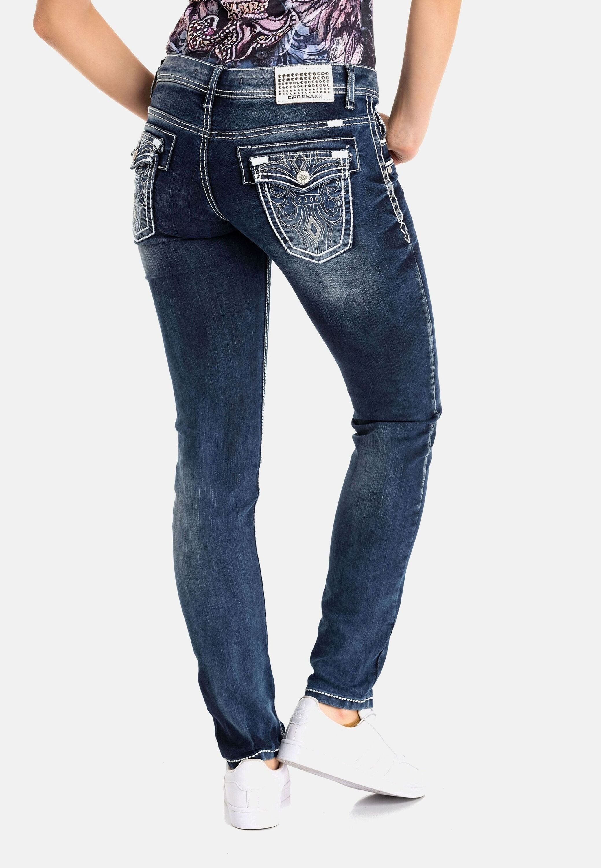 Cipo & Baxx Regular-fit-Jeans »Jeans«, mit Farbigen Nähten, WD259