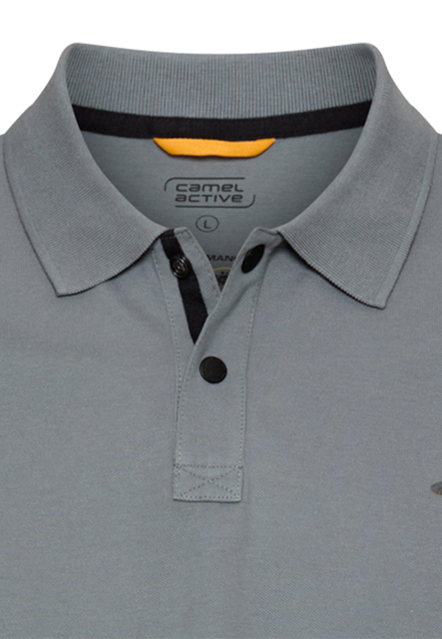Poloshirt CAMEL ACTIVE, Damen, Gr. XXL, stormy blau, Jersey, Obermaterial: 95% Baumwolle, 5% Elasthan, unifarben, normal hüftbedeckend, Rundhals, Bündchen, Shirts, kurzarm, mit Logo-Stickerei 2