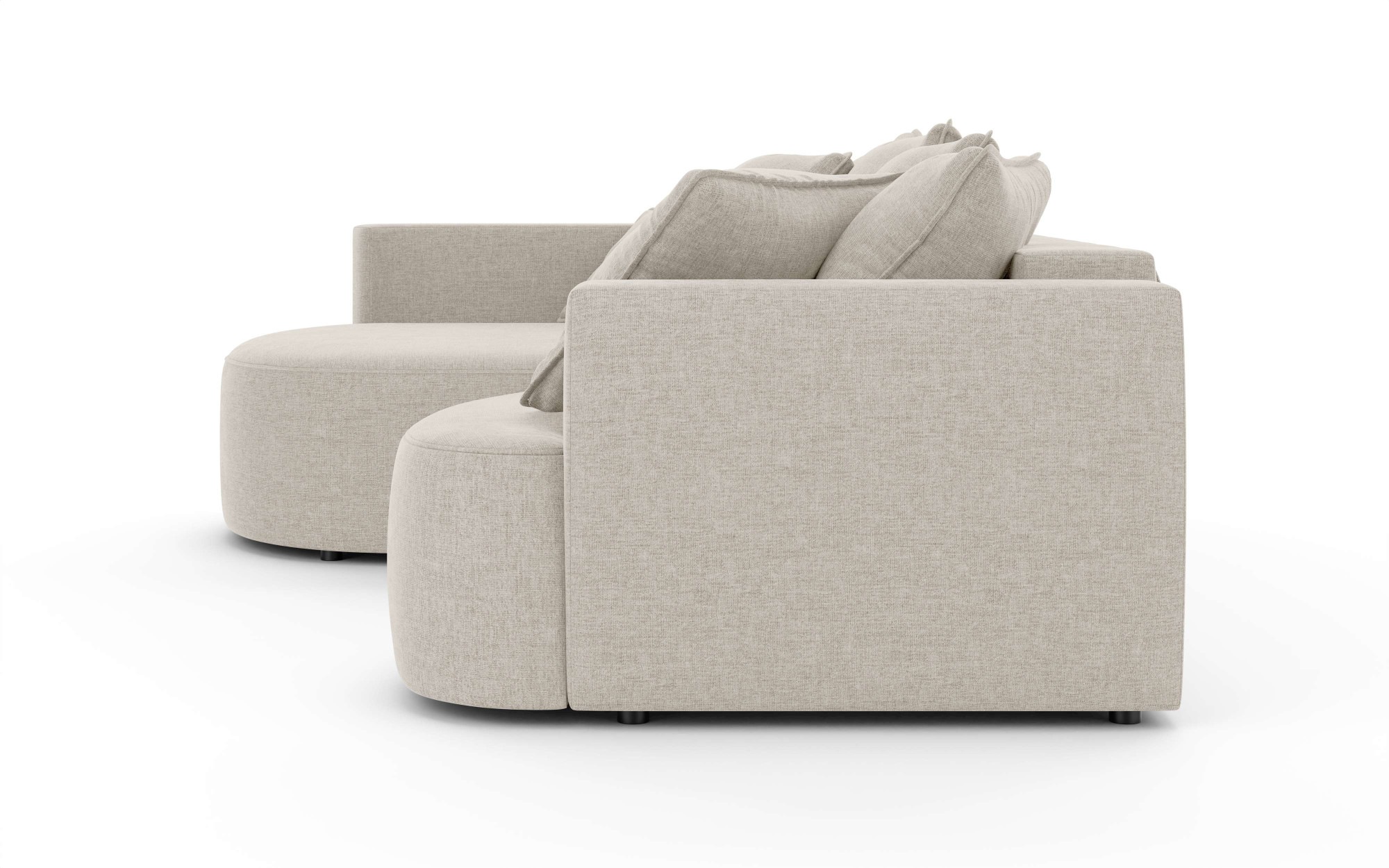 INOSIGN Ecksofa »Kahekili, Schlafsofa mit Bettkasten, Maße B/T/H: 255/181/90/ cm«, L-Form mit Wellenunterfederung, 7 Rückenkissen und 2 Zierkissen