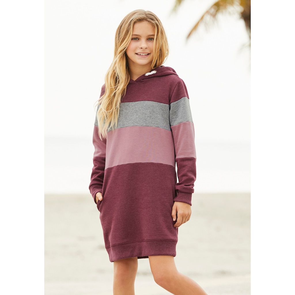 KIDSWORLD Sweatkleid, mit Kapuze und Colorblocking