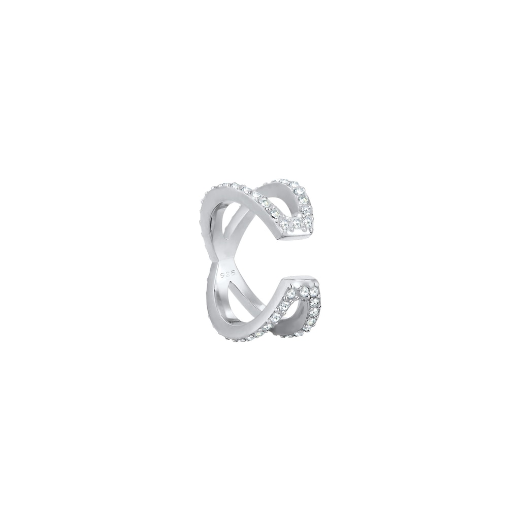 Elli Single-Ohrhaken »Single Earcuff Kreuz Kristalle 925 Silber«