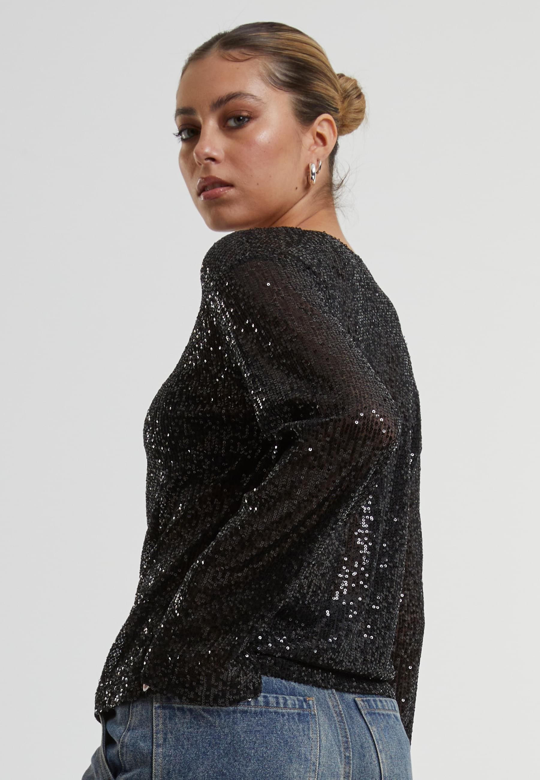 URBAN CLASSICS Longsleeve »Urban Classics Ladies Sequins Longsleeve«, (1 tlg.)