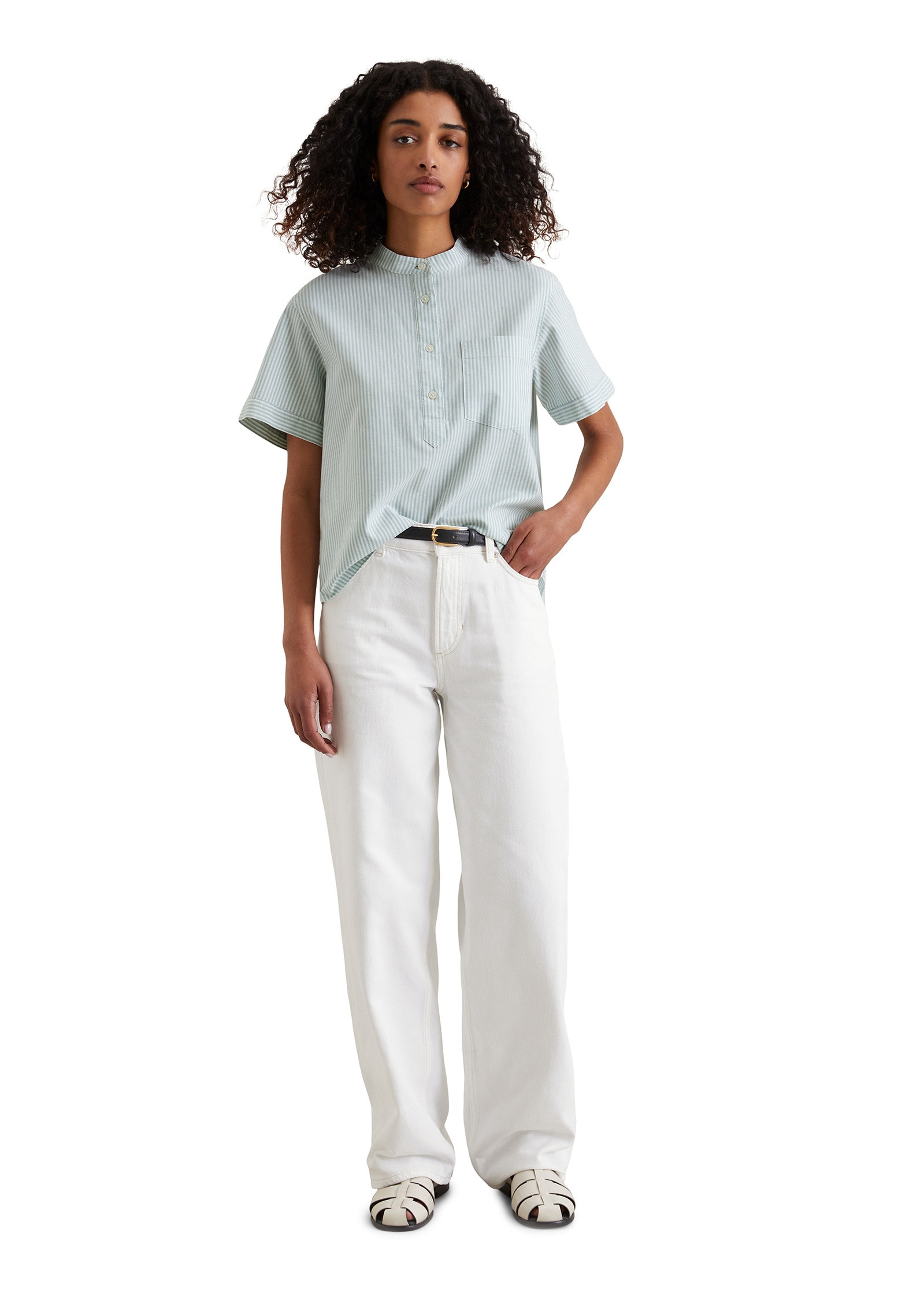 Marc O'Polo DENIM Kurzarmbluse »aus gestreiftem Oxford«