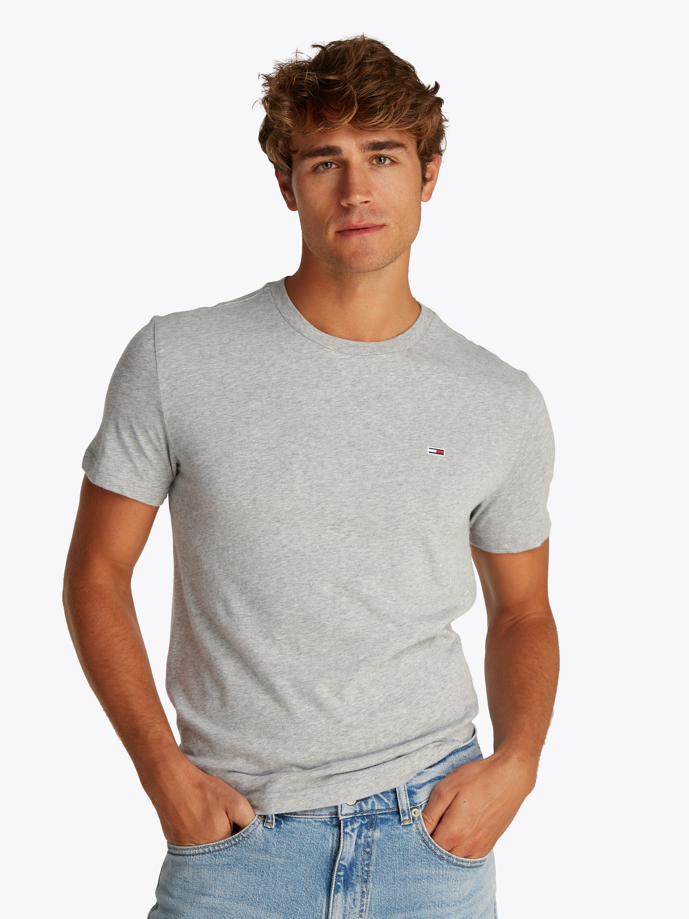 Tommy Jeans Rundhalsshirt »TJM XSLIM 2PACK JERSEY TEE EXT«, (Packung, 2er-Pack), Logostickerei, 2Pack
