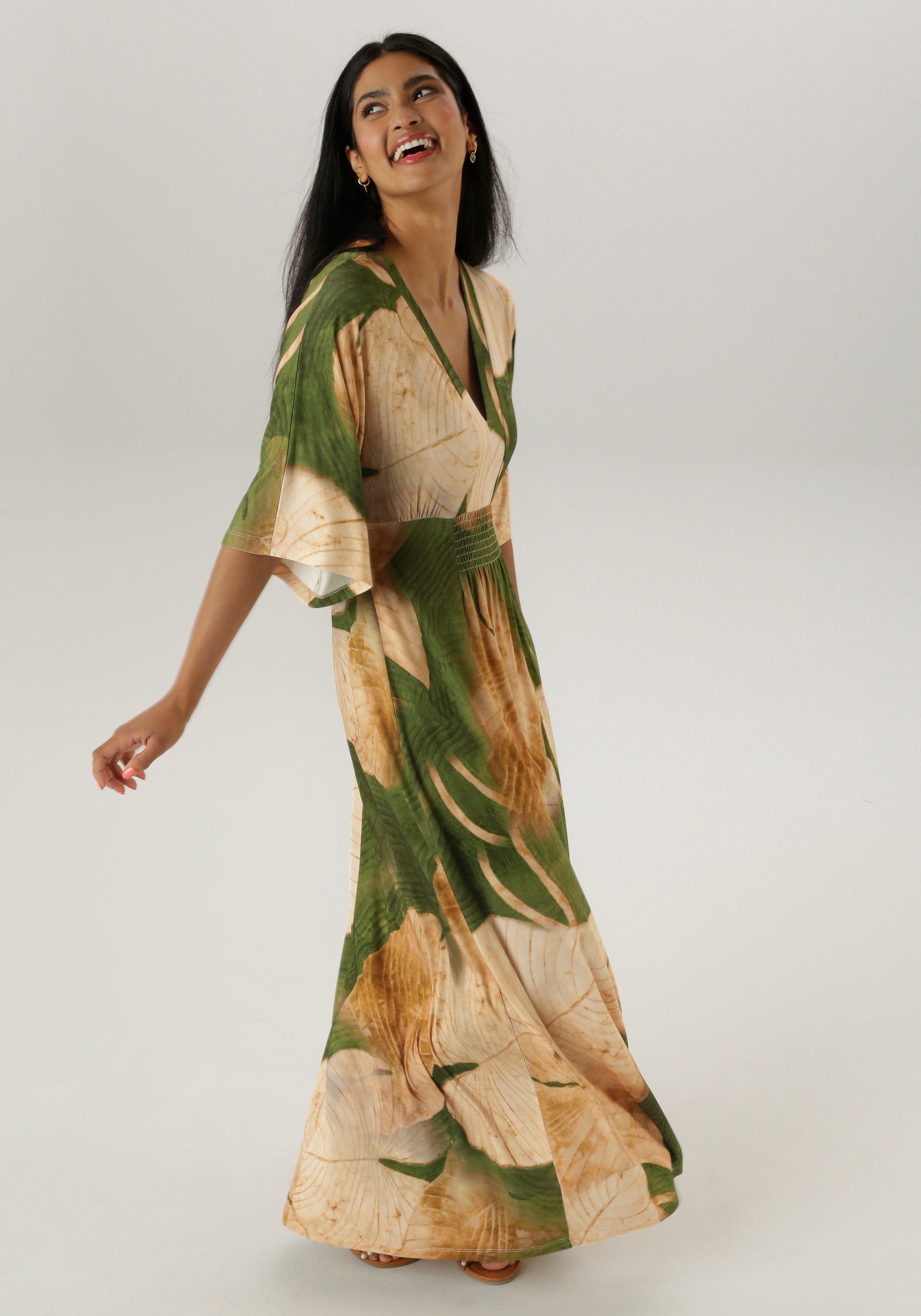 Aniston SELECTED Maxikleid, mit weiten, 3/4-langen Ärmeln günstig online kaufen
