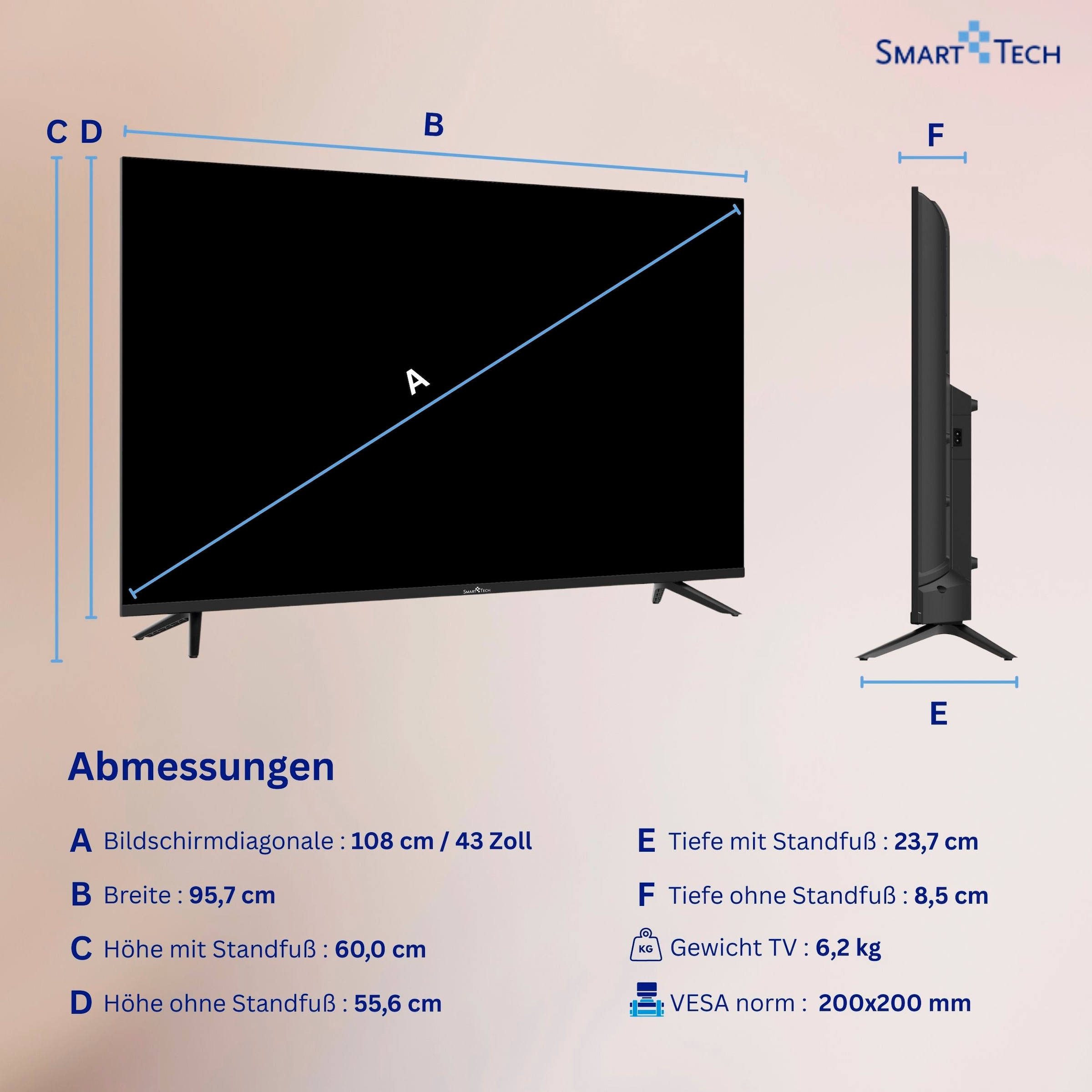 Smart Tech QLED-Fernseher »43QH02V« 108 cm/43 ″ Smart-TV