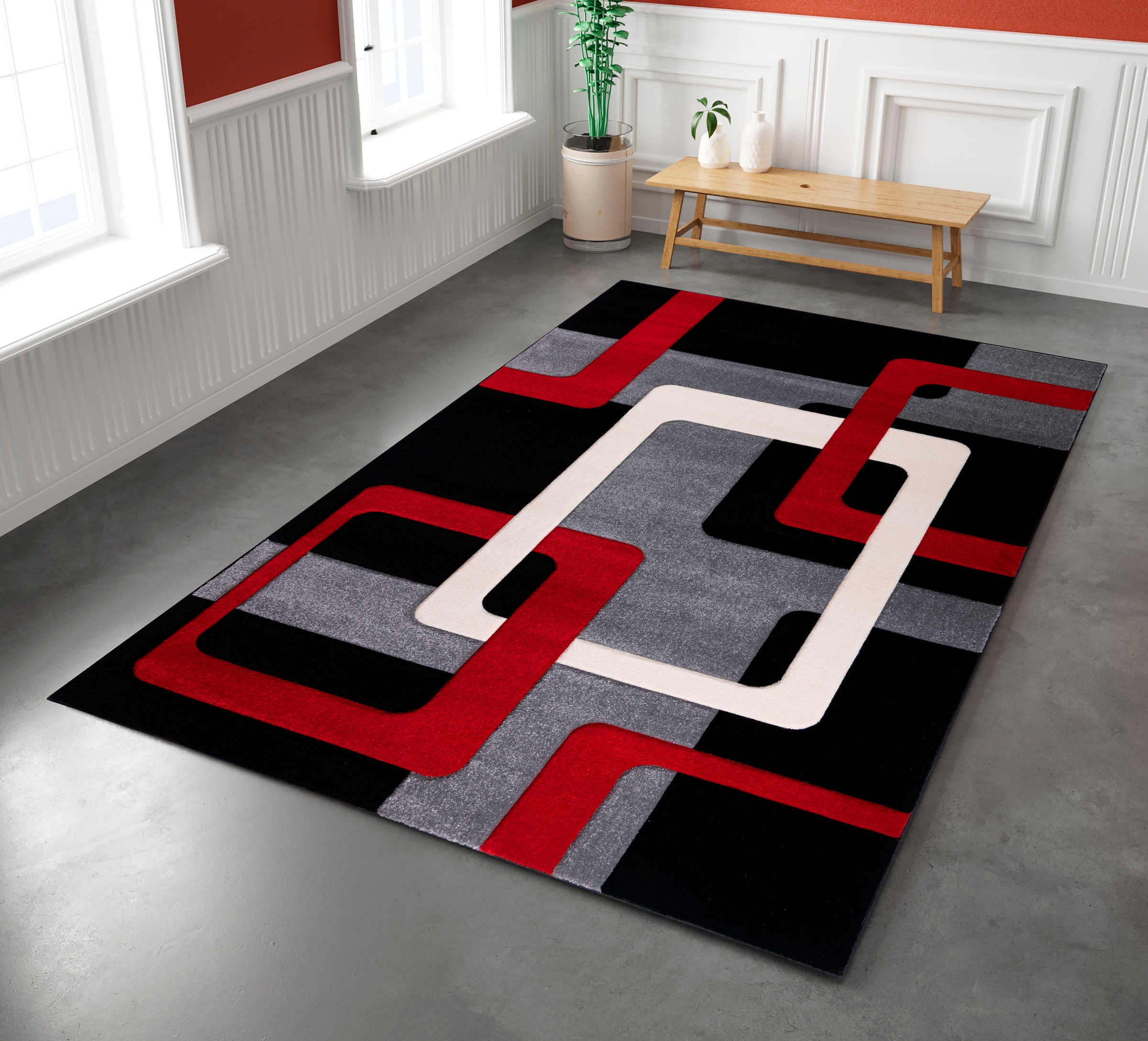 Kurzflor, auf Hoch-Tief-Effekt, home my Teppich »Maxim«, 3D-Design Rechnung rechteckig, | BAUR