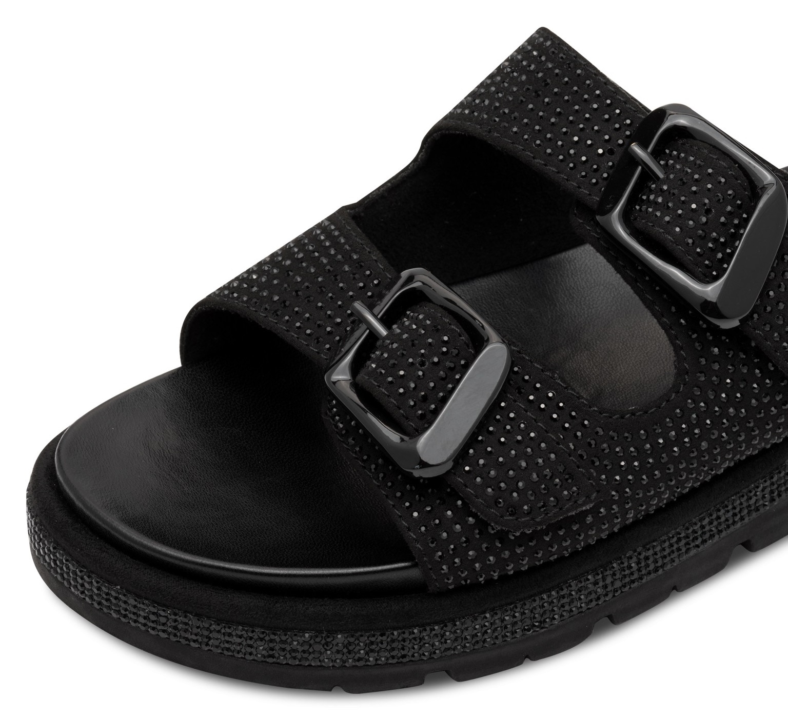 MARCO TOZZI Pantolette, Plateau, Sommerschuh, Schlupfschuh mit glänzenden Schmucksteinen