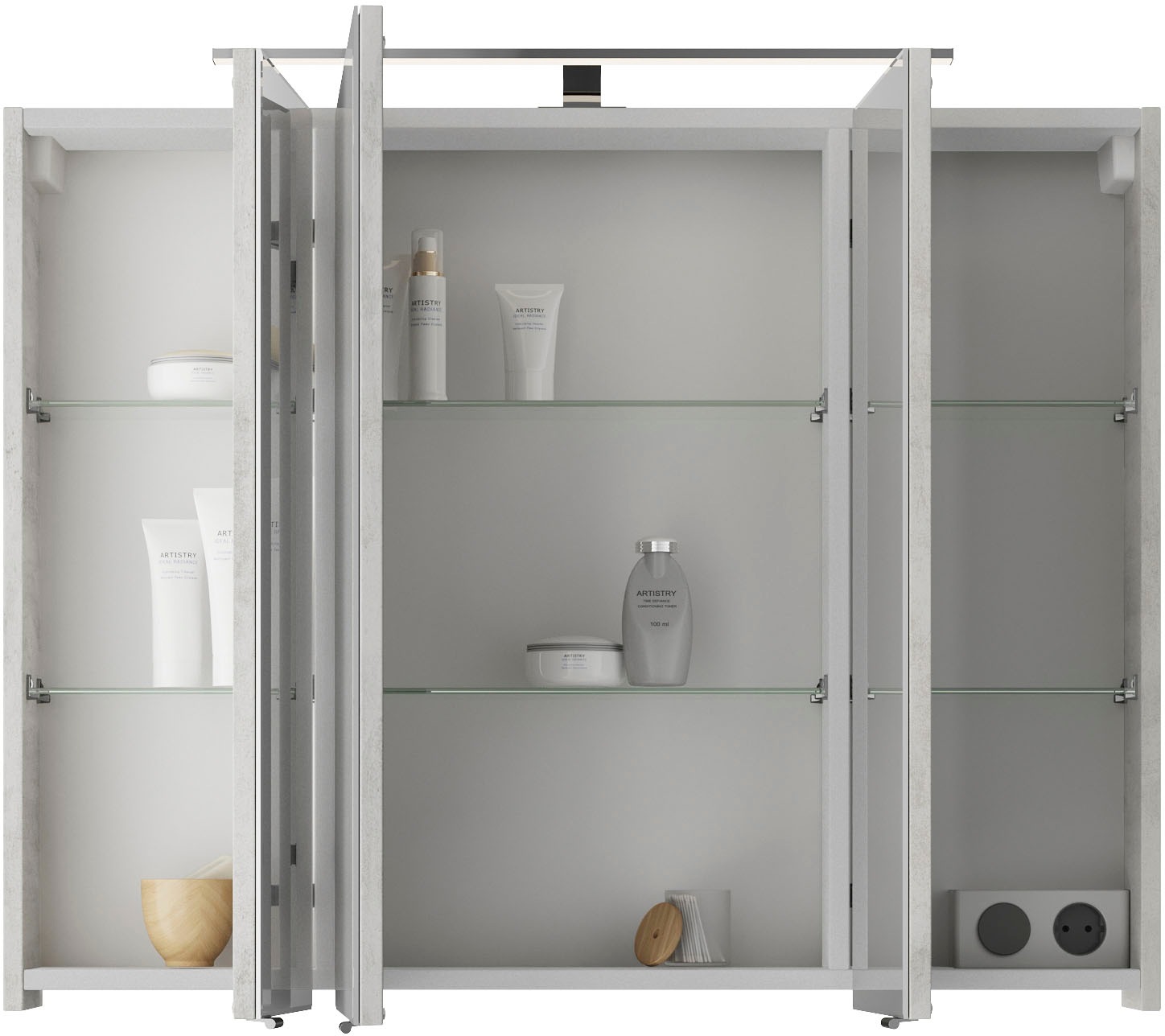 Saphir Badmöbel-Set »Serie 4035 2-teilig, Keramikwaschtisch mit LED-Spiegelschrank«, (Set), 90 cm breit, inkl. Türdämpfer, 2 Schubladen, 3 Türen, 6 Einlegeböden