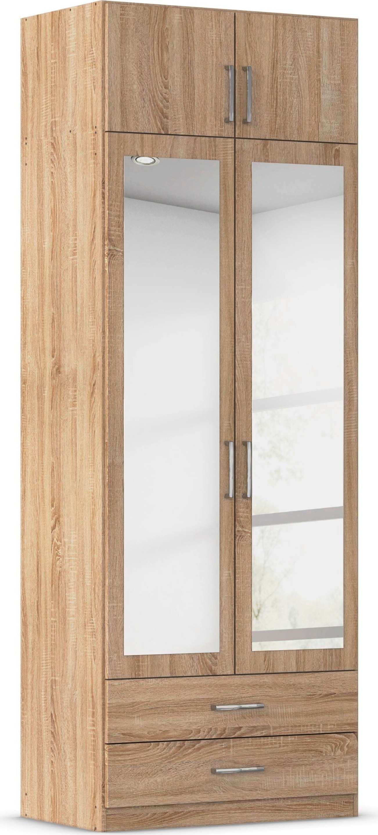 rauch Kleiderschrank "Schrank Garderobe Wäscheschrank GAMMA in 4 Breiten 91-226 cm" 3 verschiedene Ausstattungen BASIC/CLASSIC/PREMIUM (inkl. SOFT-CLOSE), mit Schubladen und Schrankaufsatz sowie Spiegel MADE IN GERMANY