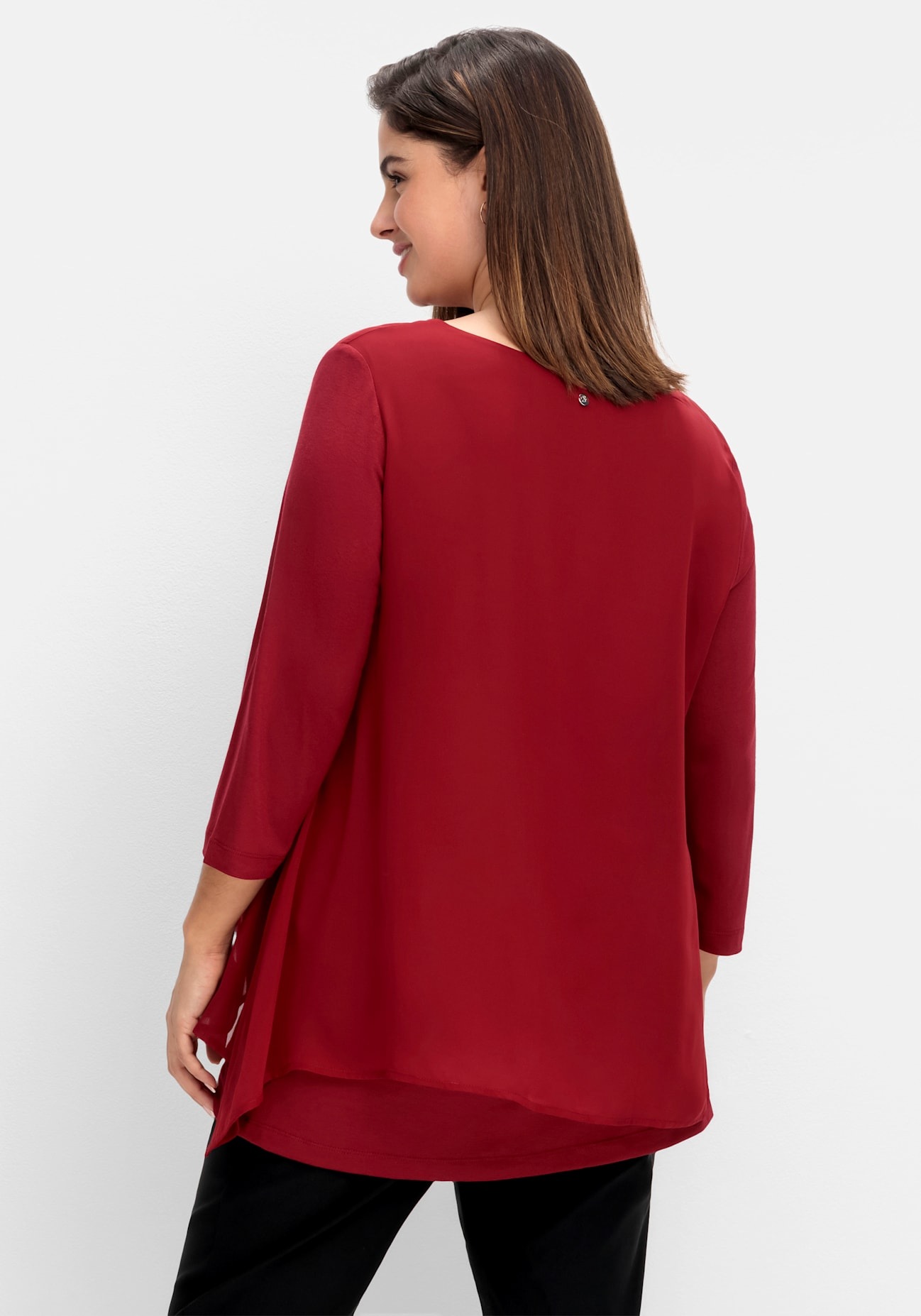 Sheego 3/4 Sleeve Shirt Ruby Red Size 44/46 2