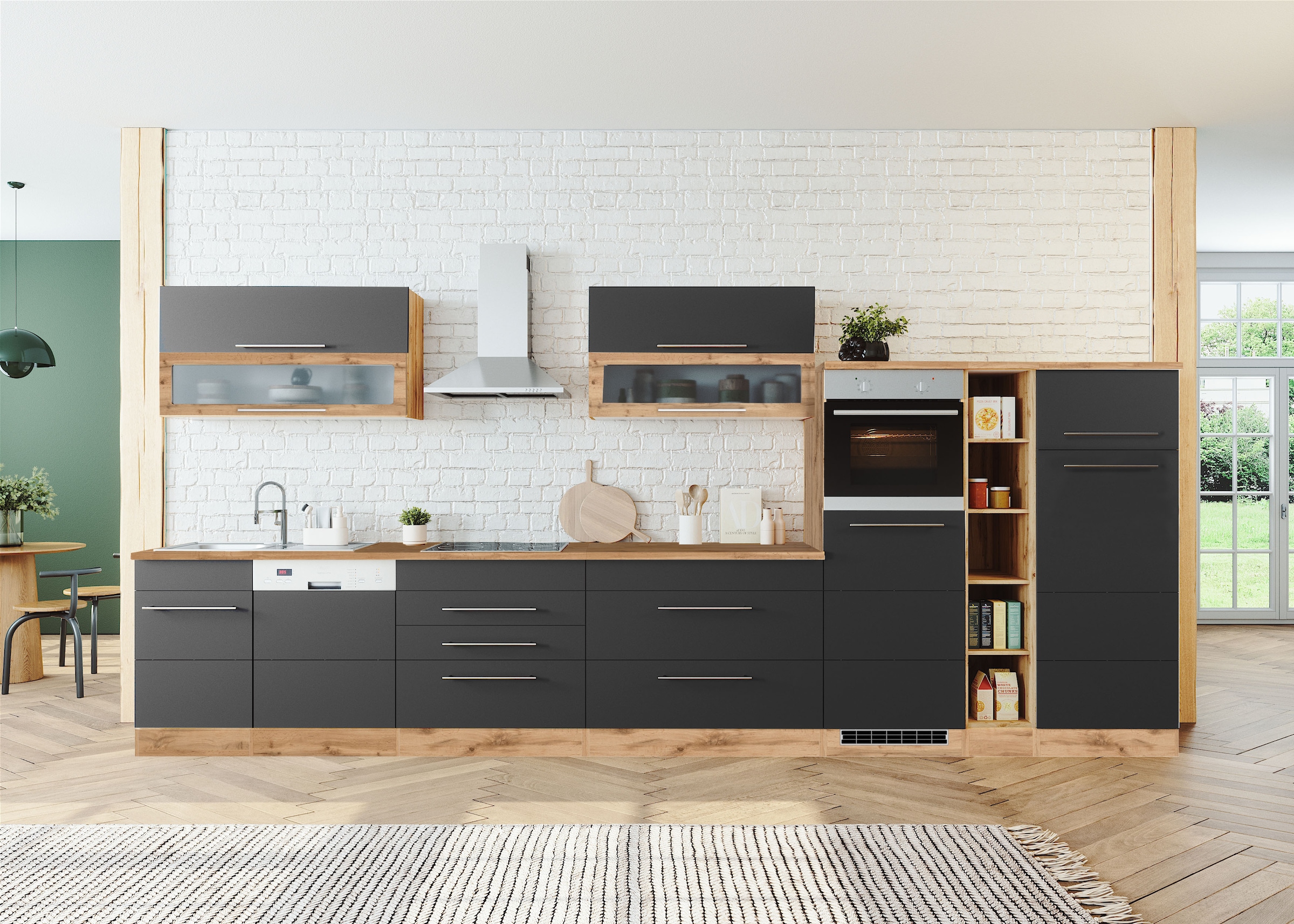KOCHSTATION Küchenzeile »KS-Wien« Breite 440 cm, wahlweise mit E-Geräten
