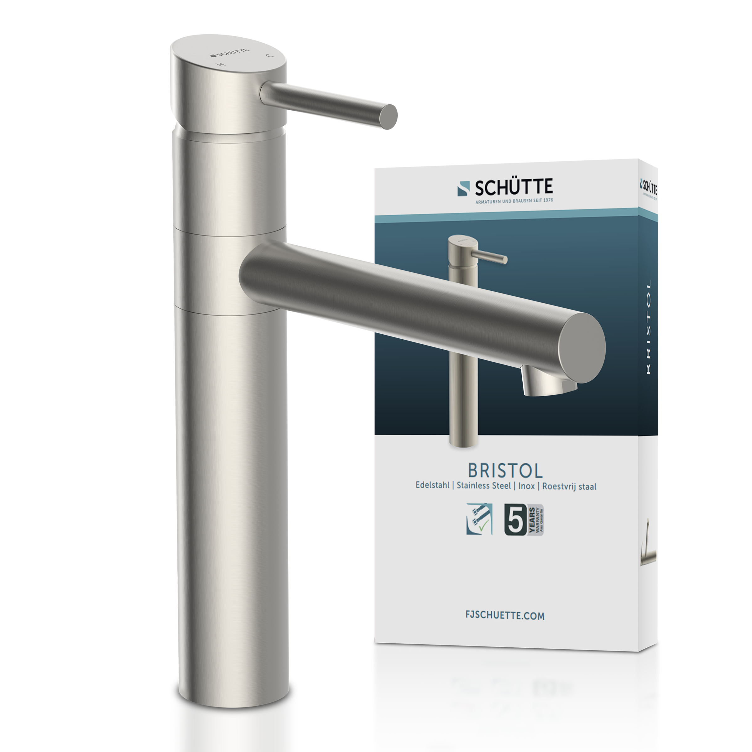 Thumbnail - Schütte Spültischarmatur "BRISTOL" Edelstahl massiv, 360 schwenkbarer Wasserhahn, Mischbatterie Küche