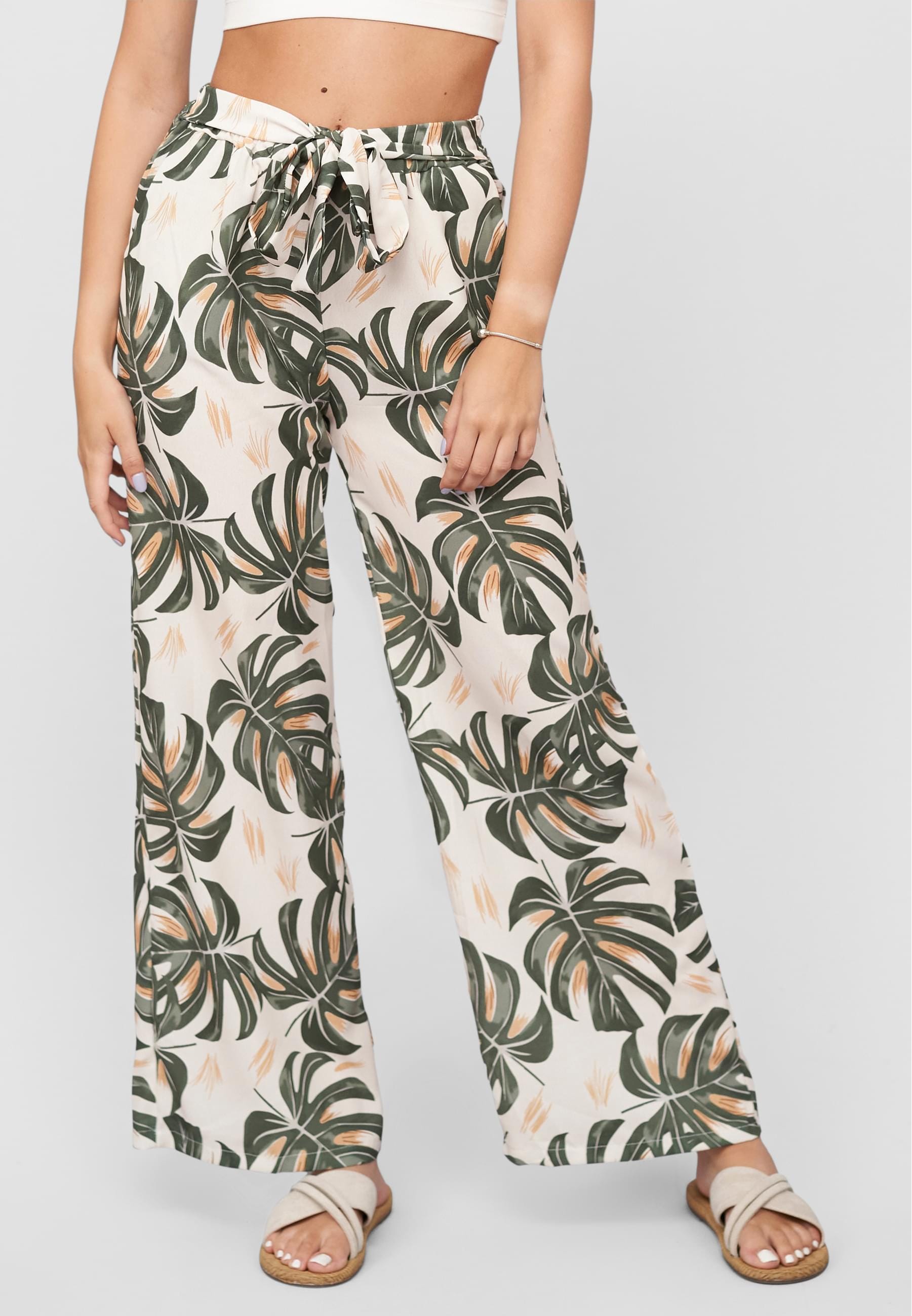 CLOUD 5IVE Stoffhose »CLOUD 5IVE Summer Pants with palm print and tie belt«, (1 tlg.)