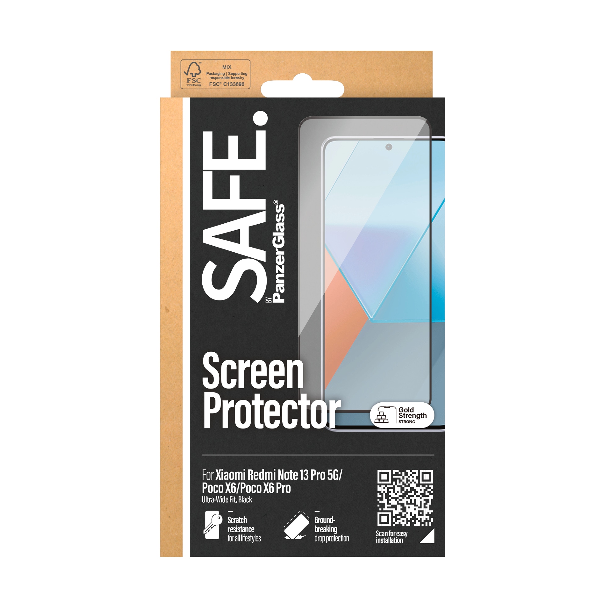 Displayschutzglas »Ultra-Wide Fit Screen Protector«, für Xiaomi Redmi Note 13 Pro 5G, Displayschutzfolie, Schutzfolie, Bildschirmschutz, kratz- & stoßfest