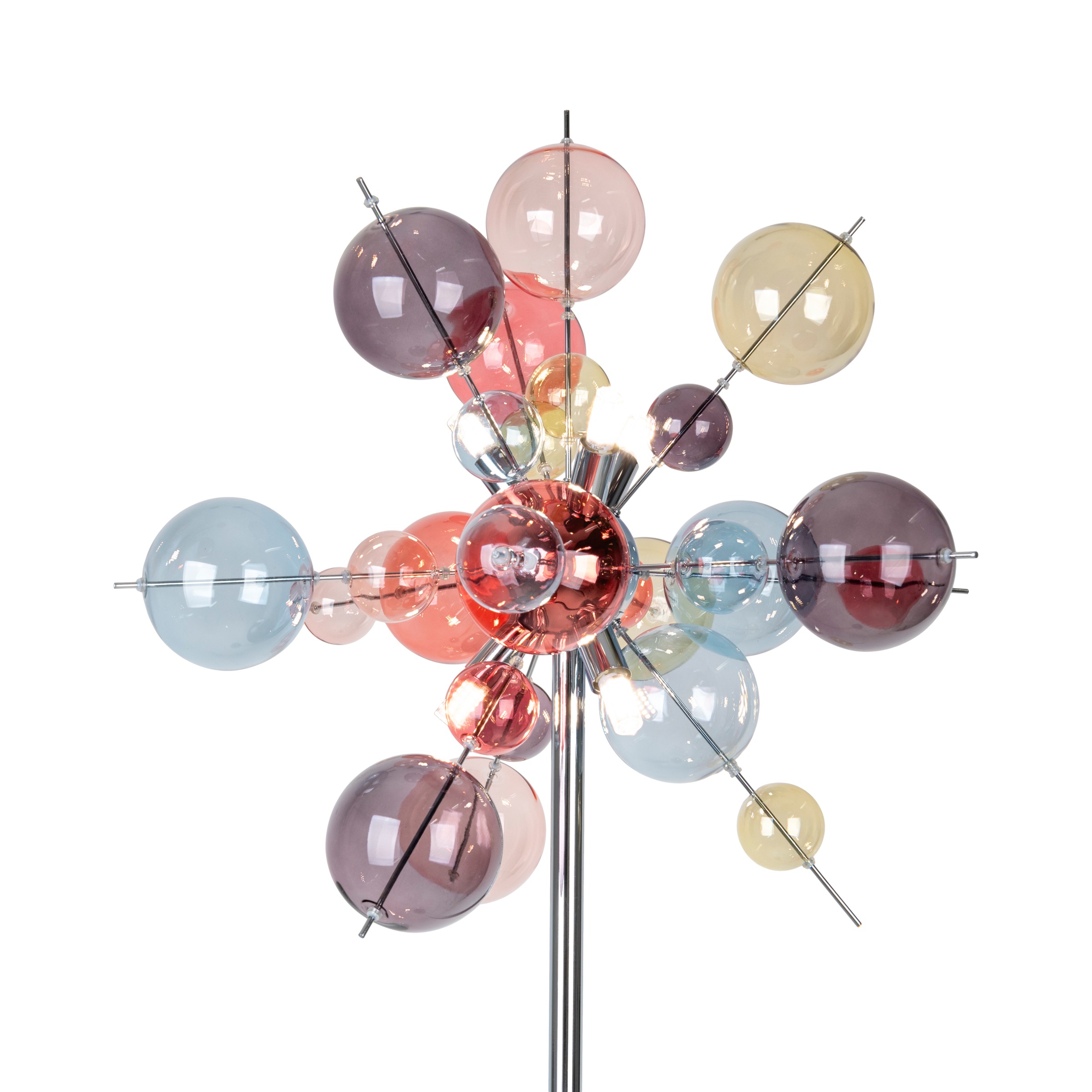 näve Stehlampe »Explosion« G9 1 Stk. chrom, exkl. 6x G9, pastellfarbene Gläser in 9cm und 5cm, H: 169cm