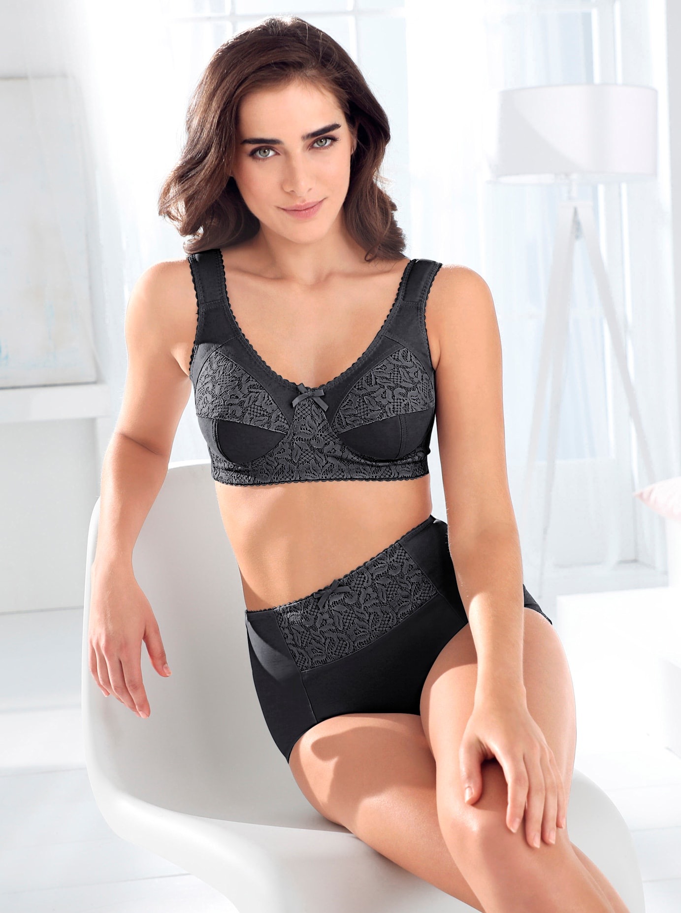 WÄSCHEPUR Damen Miederslip, Gr. 46, schwarz, 85% Polyamid, 15% Elasthan, Unterhosen